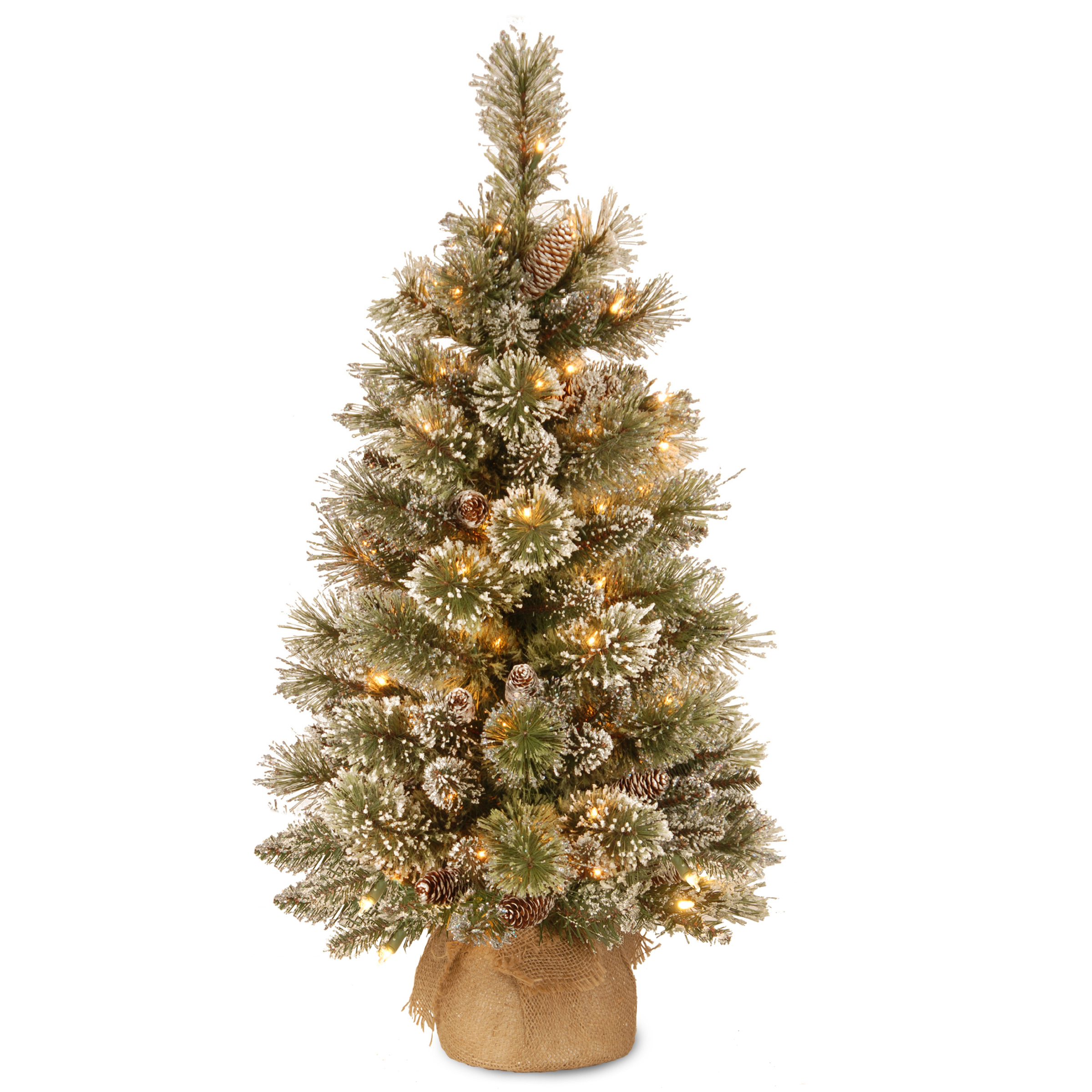7.5' White/Green Pine Artificial Christmas Tree with 500 Clear Lights