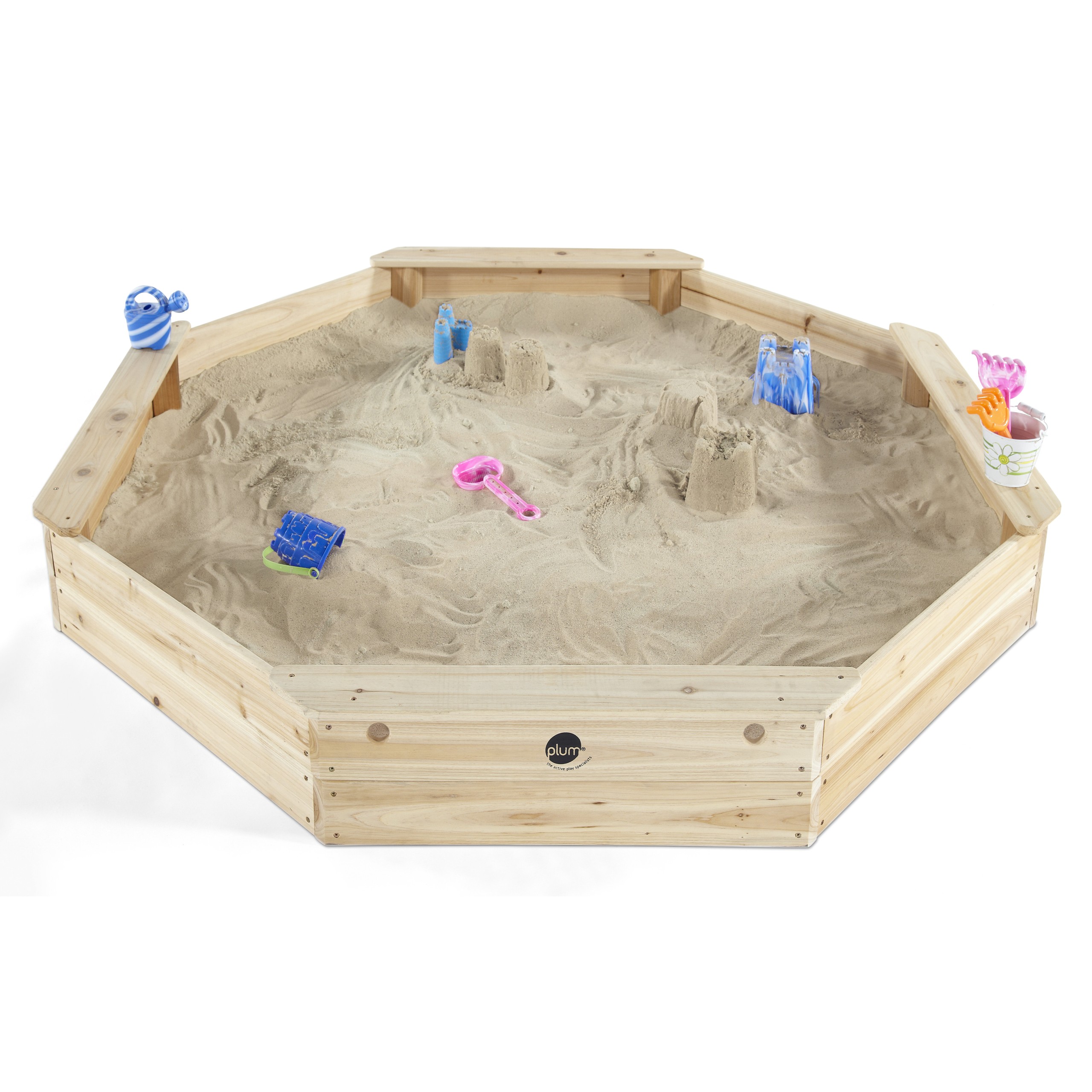70" x 9" Solid Wood Hexagonal Sandbox with Cover