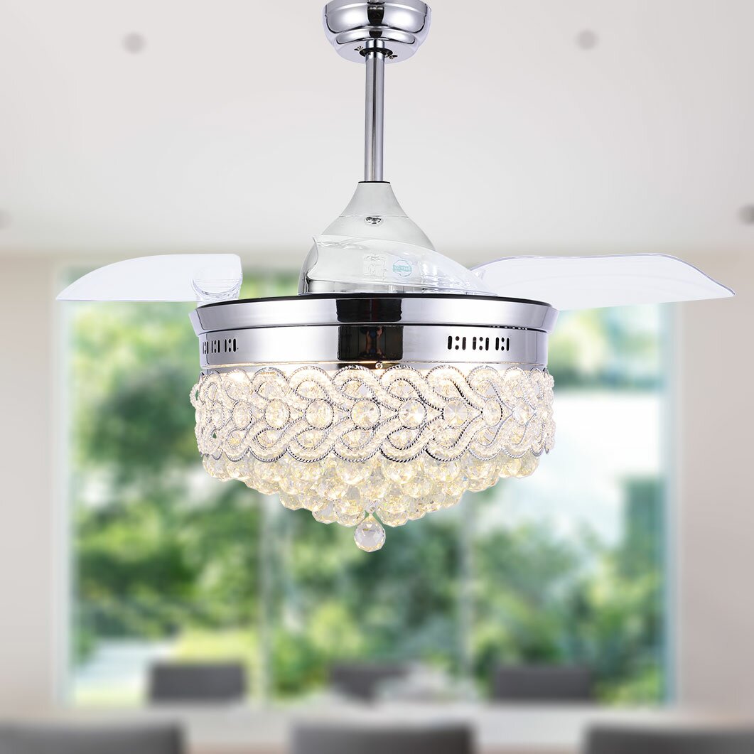 deco crystal chrome universal ceiling fan light kit