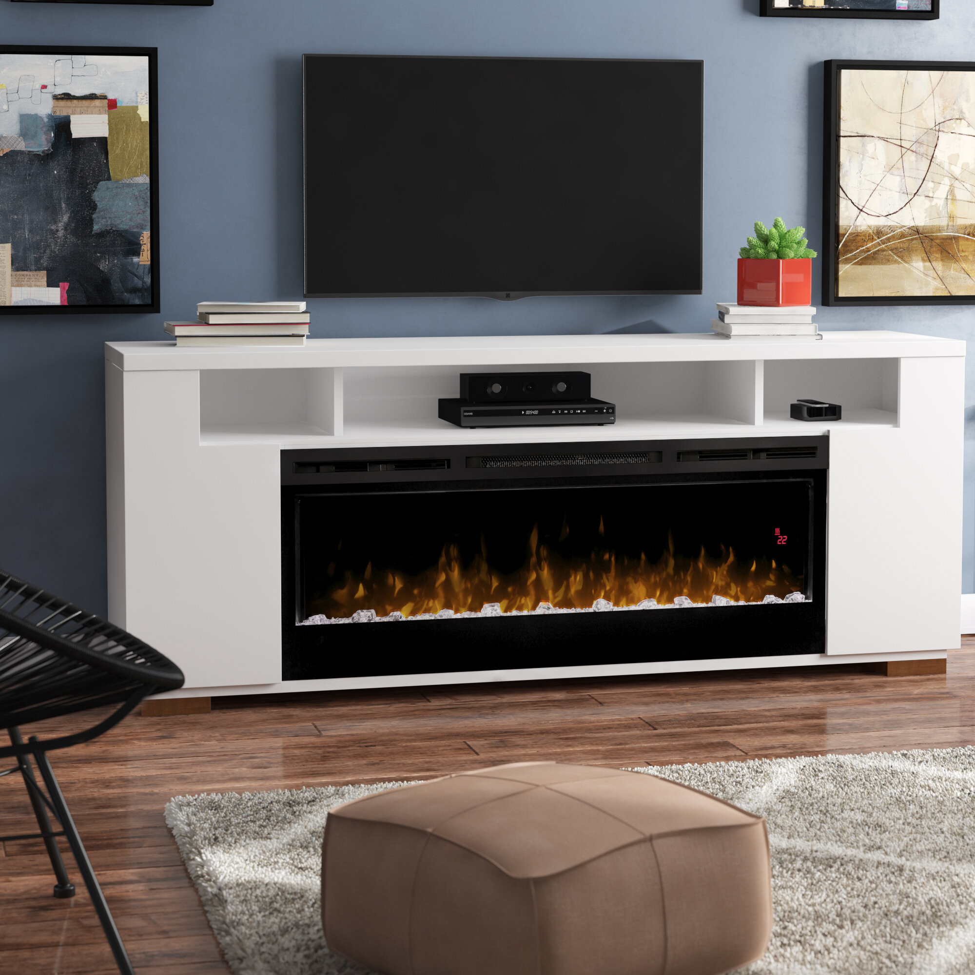 Barnett TV Stand for TVs up to 85" with Fireplace Included