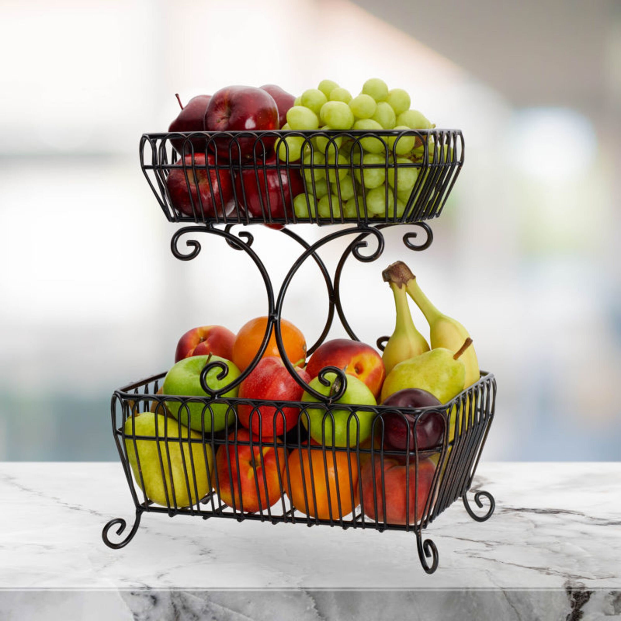 Design Fruit Basket Chrome Plated Fruit Bowl Fruit Basket Metal Basket Decorative Bowl 