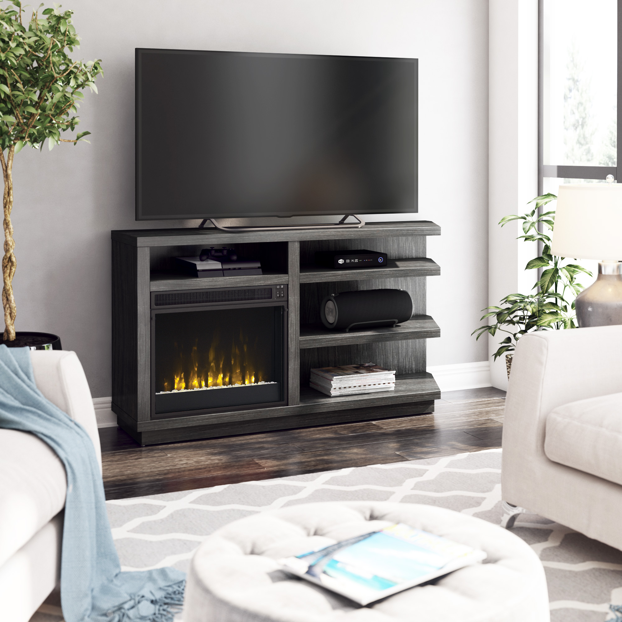 Blytheswood TV Stand for TVs up to 65" with Electric Fireplace Included