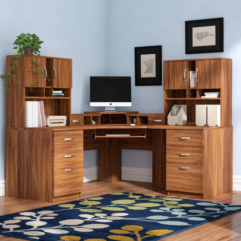 Brown Classic Manufactured Wood Corner Desk