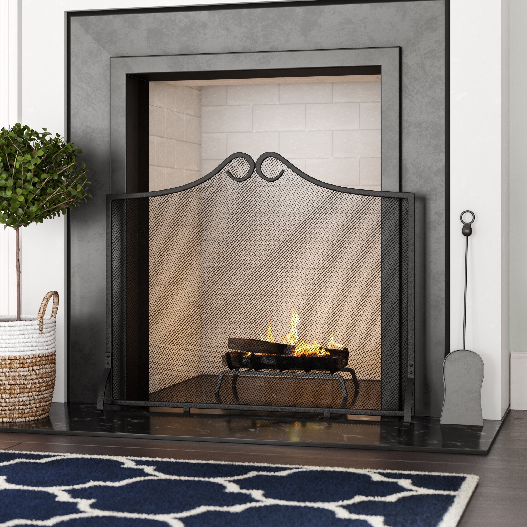 Chaliah Single Panel Steel Fireplace Screen