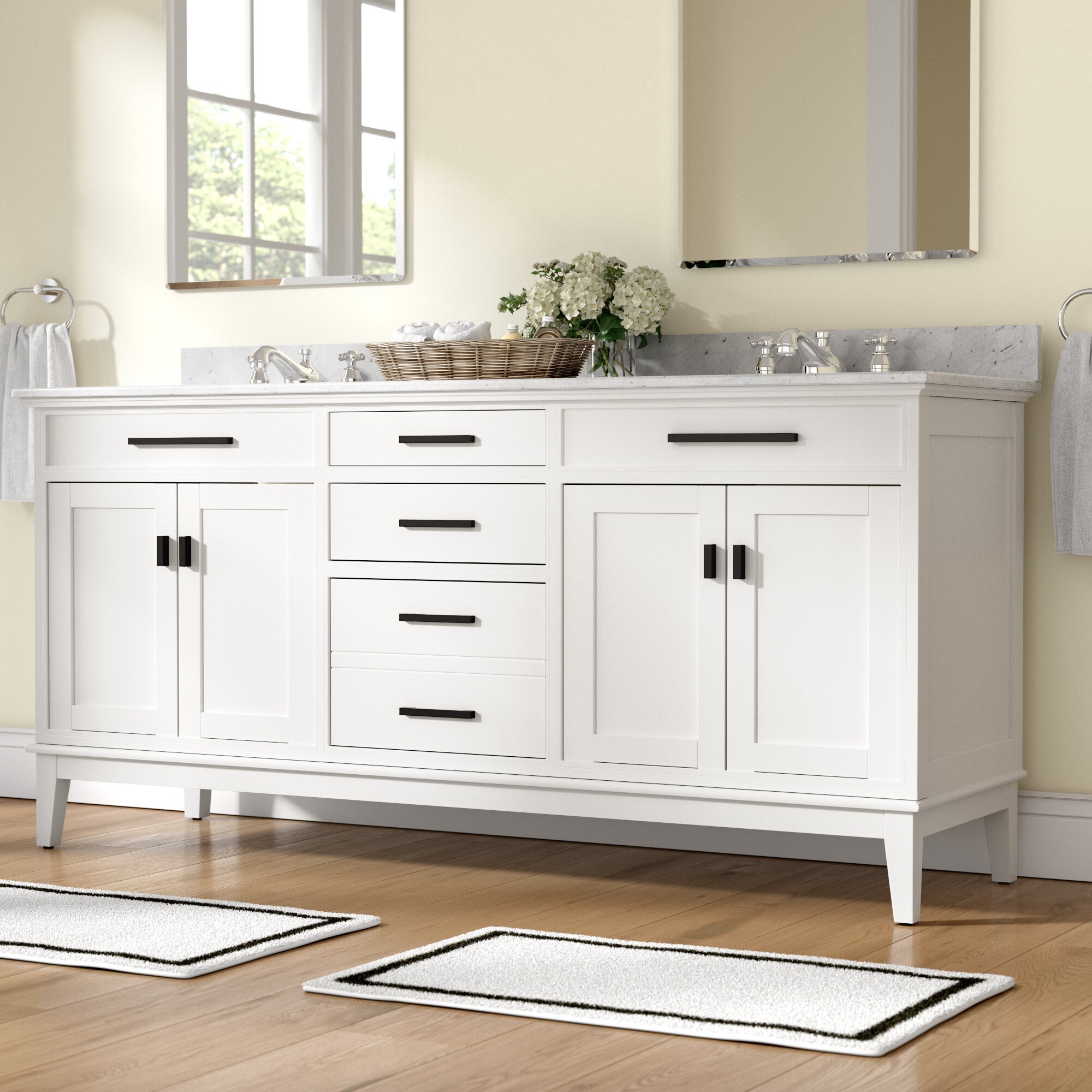 Chesterville 72" Double Bathroom Vanity Base Only in White
