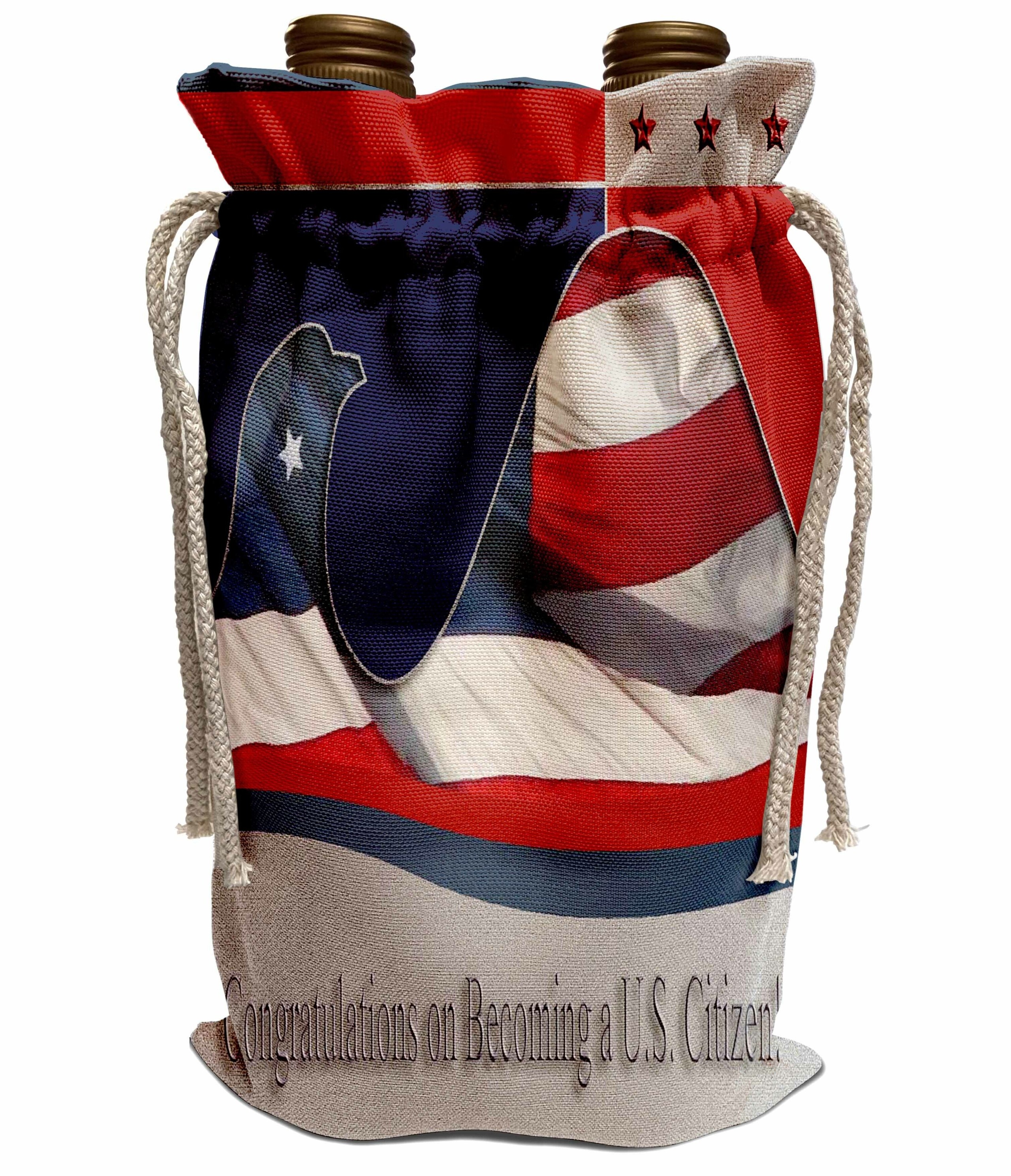 Congratulations on Becoming a U.S. Citizen, Flag Eagle Wine Bag Carrier