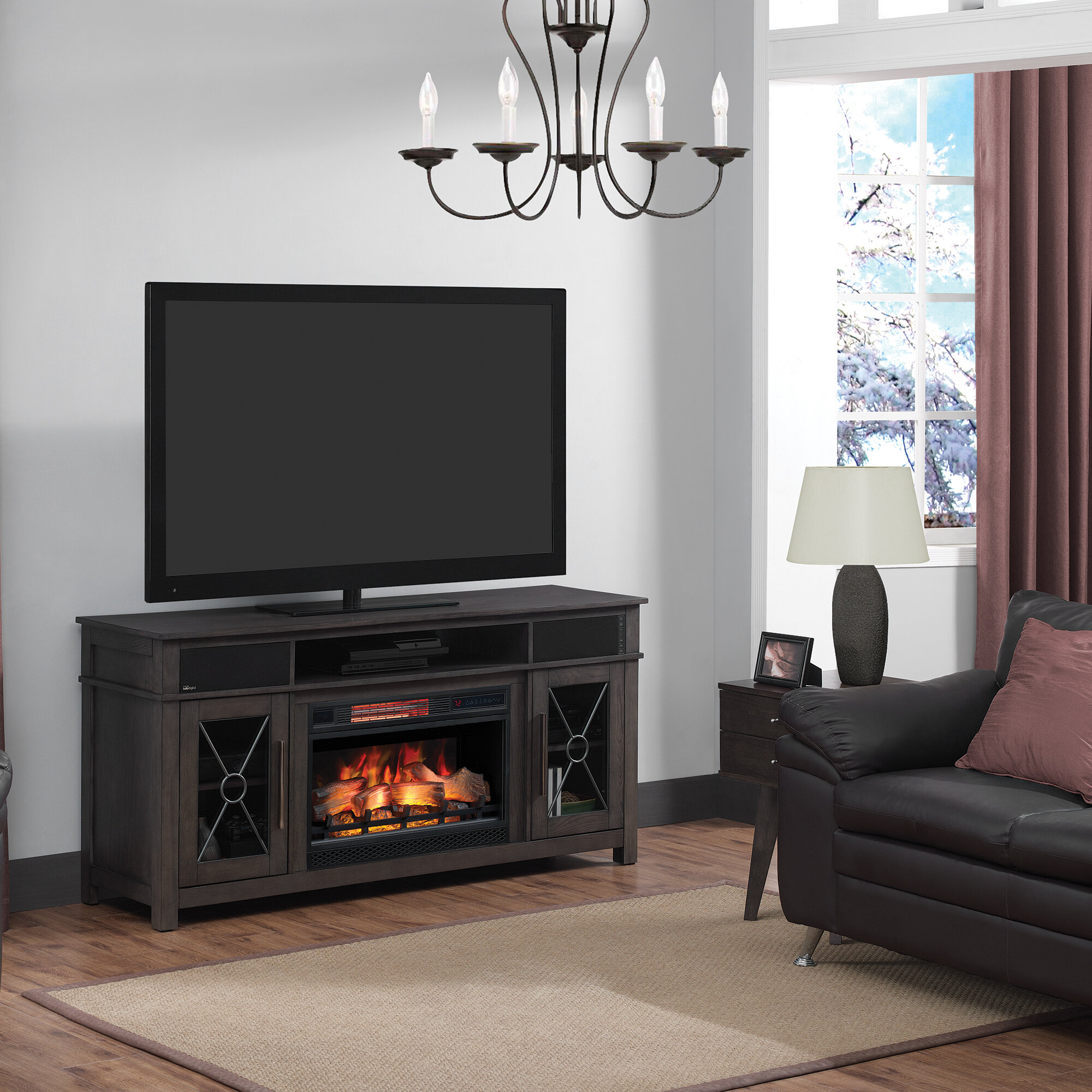 Deloris TV Stand for TVs up to 70&#34; with Fireplace Included