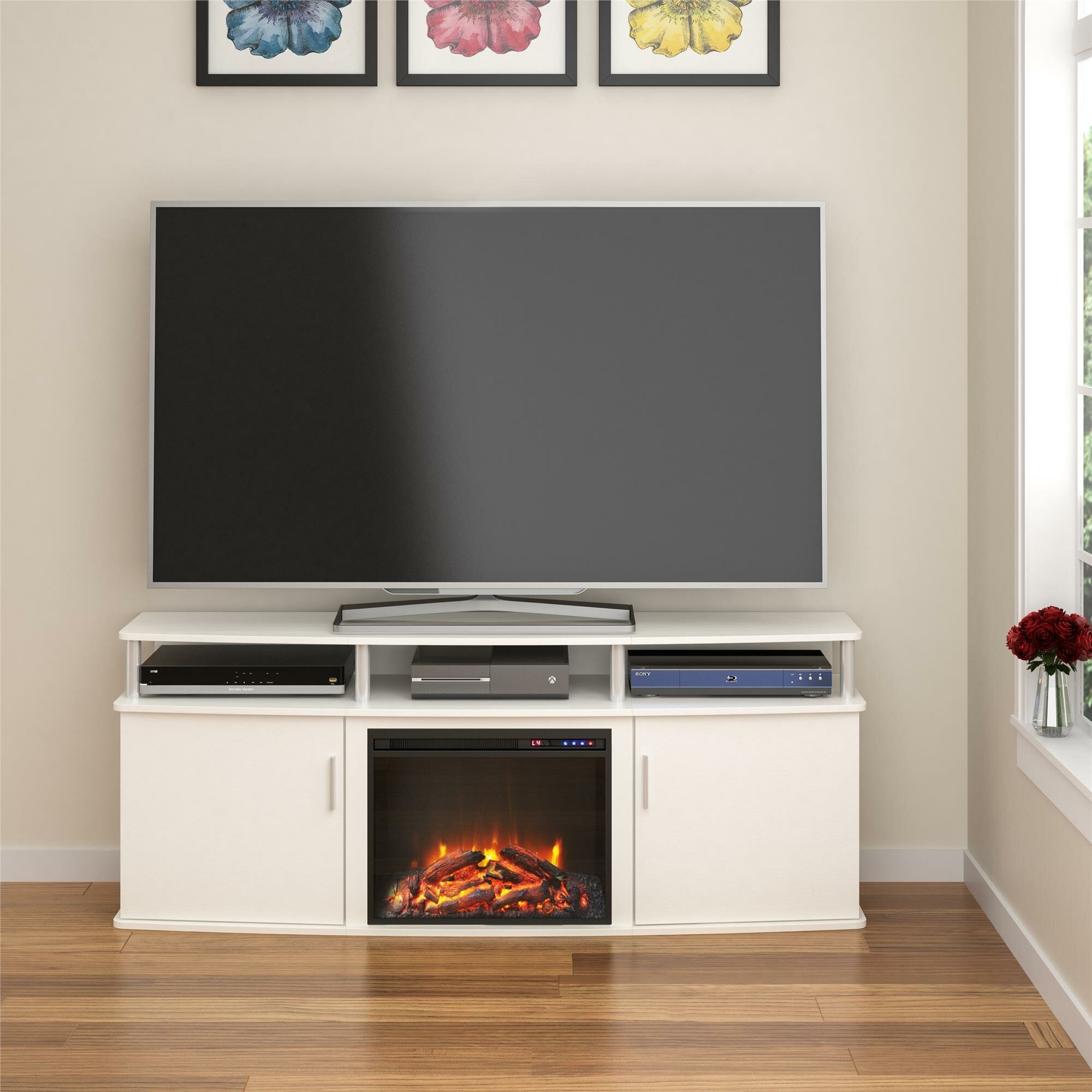 Elian TV Stand for TVs up to 70" with Fireplace Included