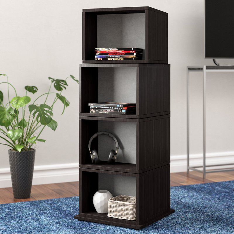 Espresso Eucalyptus Manufactured Wood Multimedia Cube Storage Tower