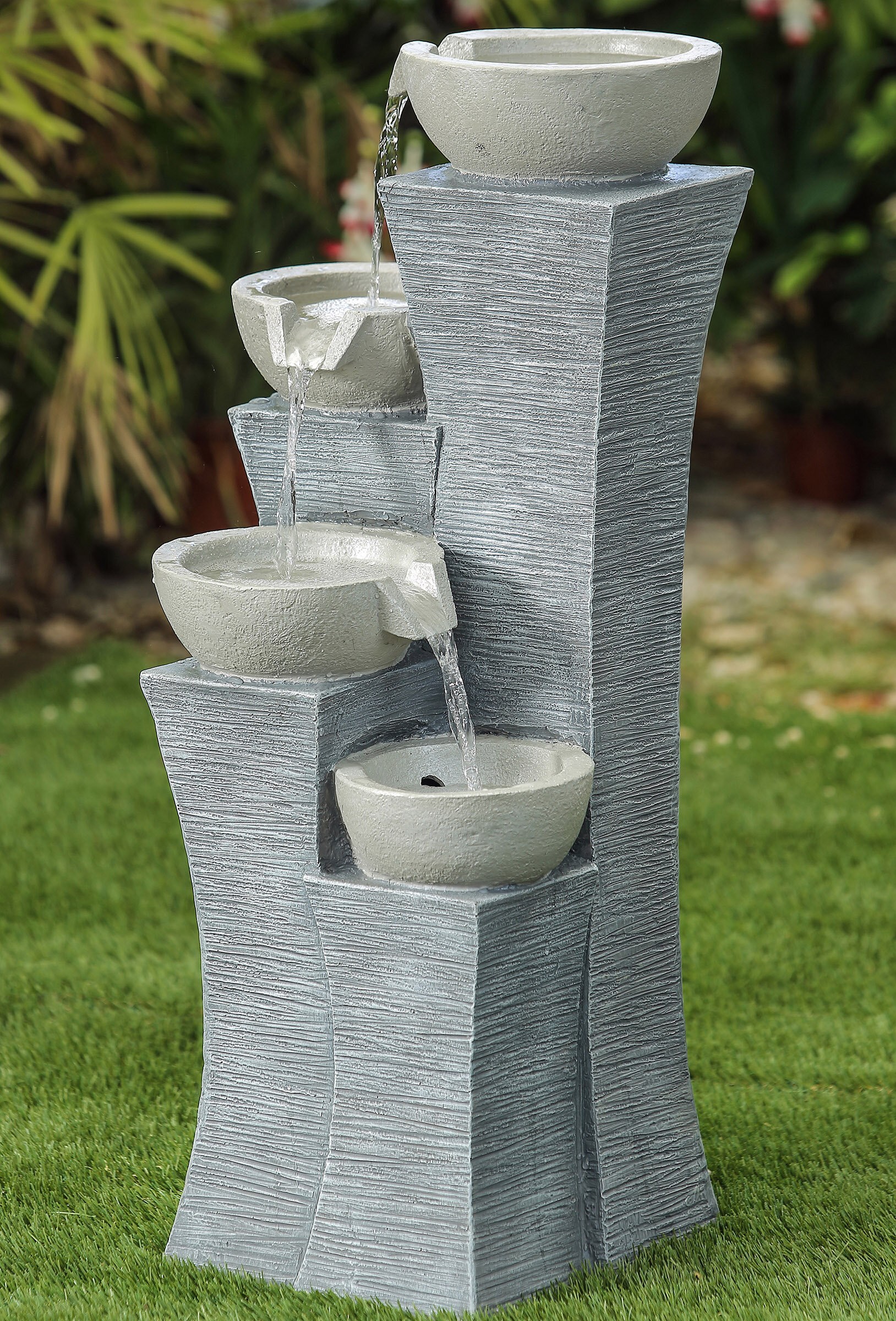 Fiberglass/Resin Four-Tiered Modern-Style Water Fountain