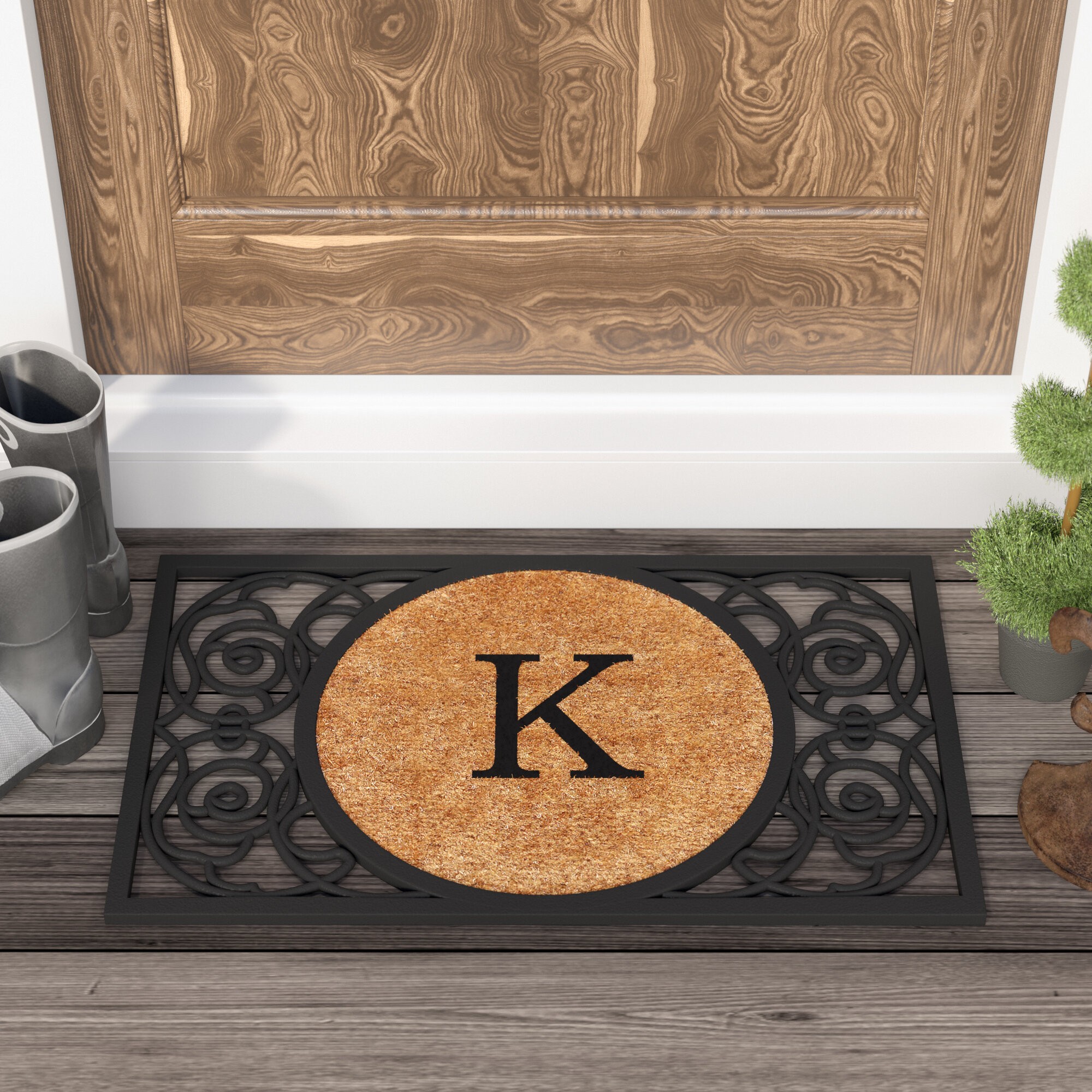  Doormat Indoor Monogram Letter T Non-Slip Front Door