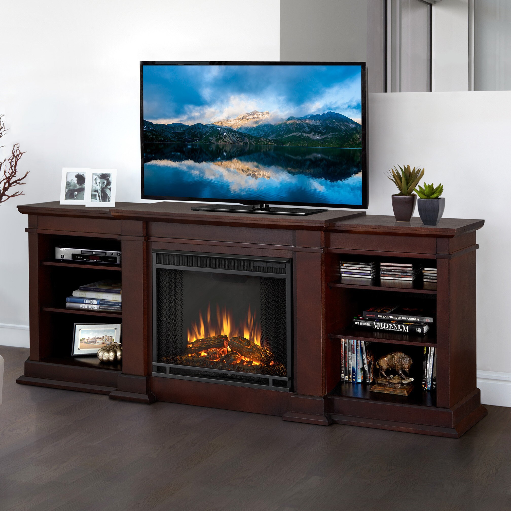 Fresno TV Stand for TVs up to 78" with Electric Fireplace Included