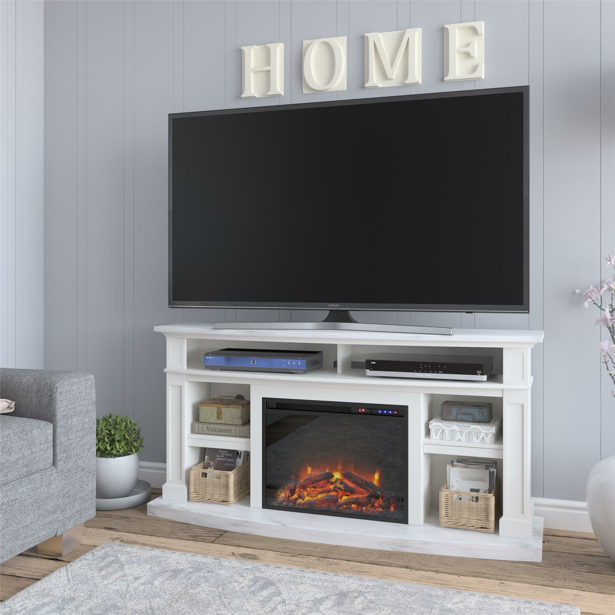 Georgie TV Stand for TVs up to 60" with Electric Fireplace Included