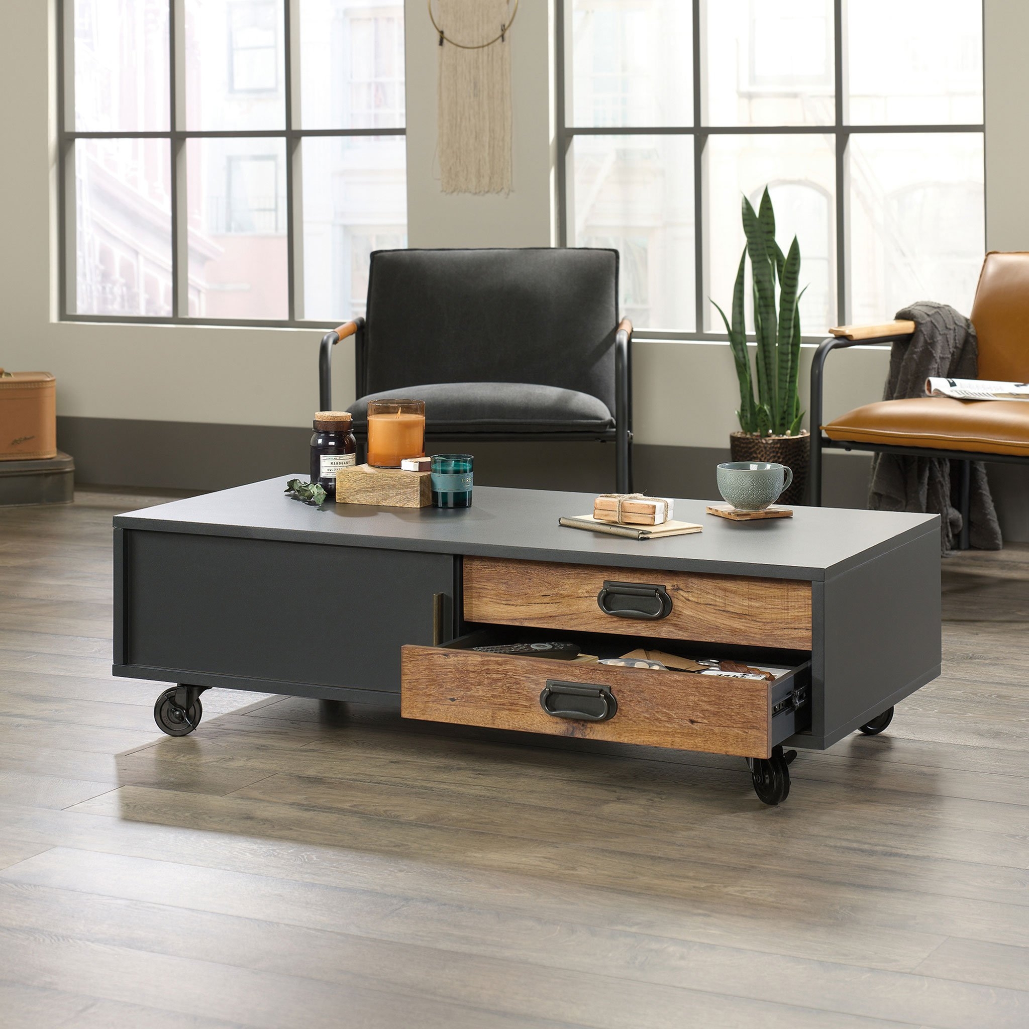 Loehr Wheel Coffee Table with Storage