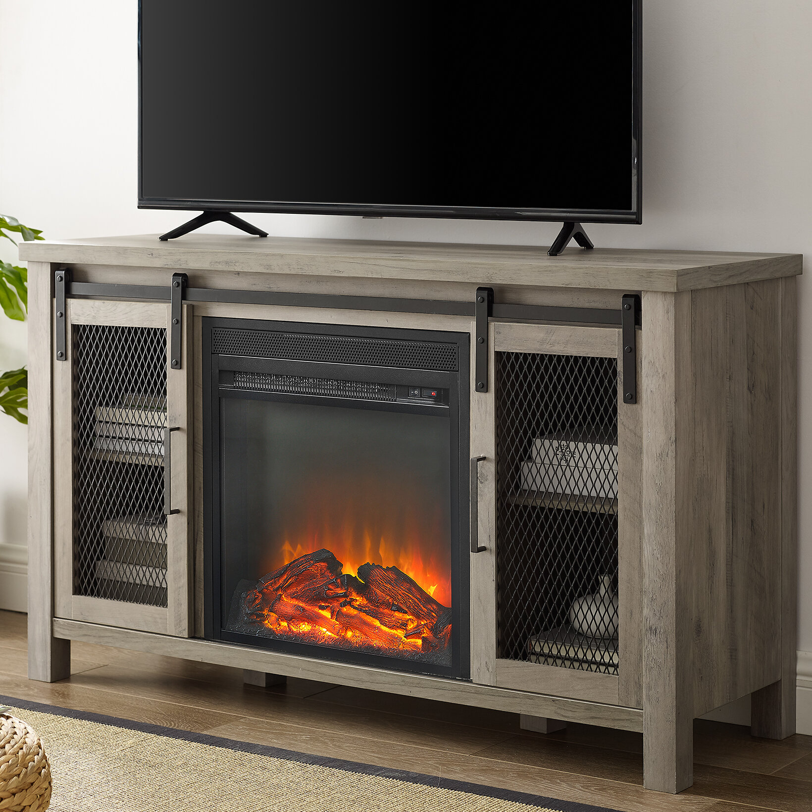 Mahan TV Stand for TVs up to 55" with Fireplace Included