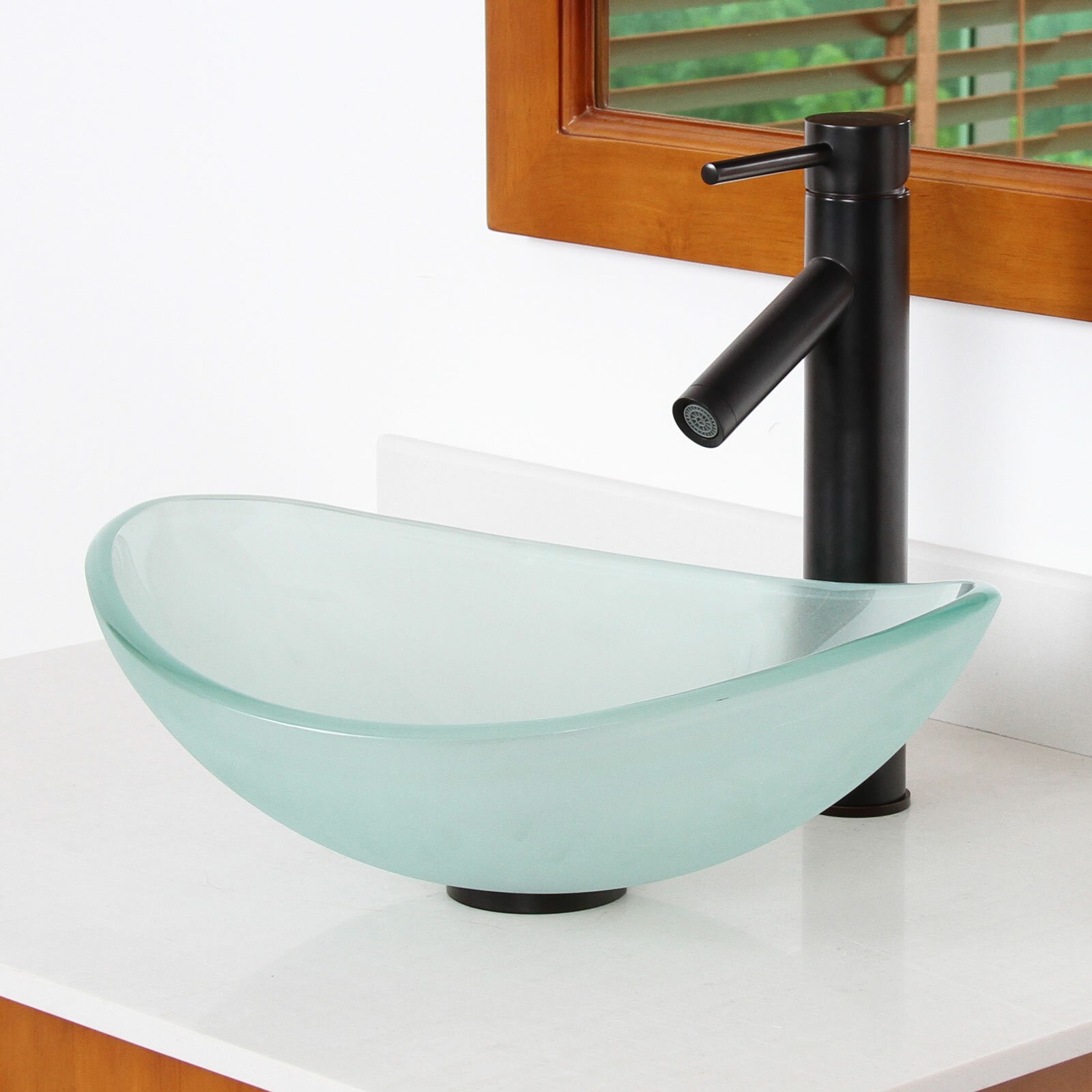 Mini Tempered Glass Oval Vessel Bathroom Sink