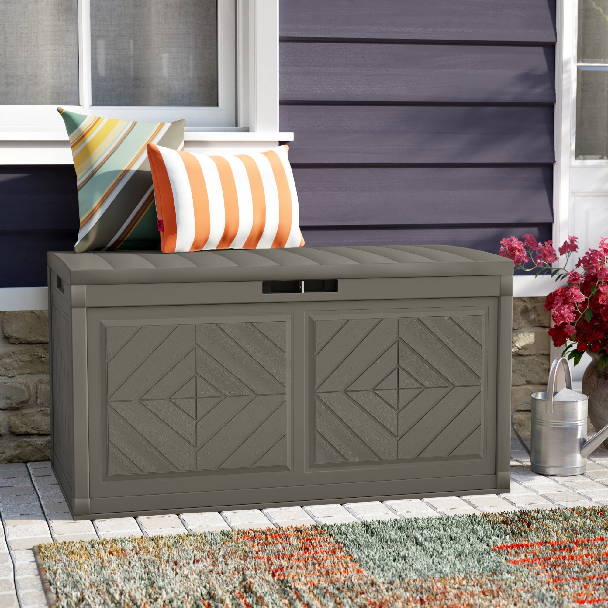 Outdoor Baywood® Stoney 80 Gallon Resin Plastic Deck Box