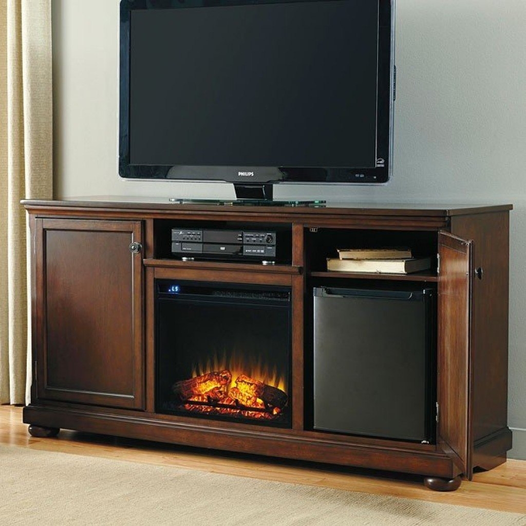 Porter 70 inch tv stand w fireplace and cooler millennium