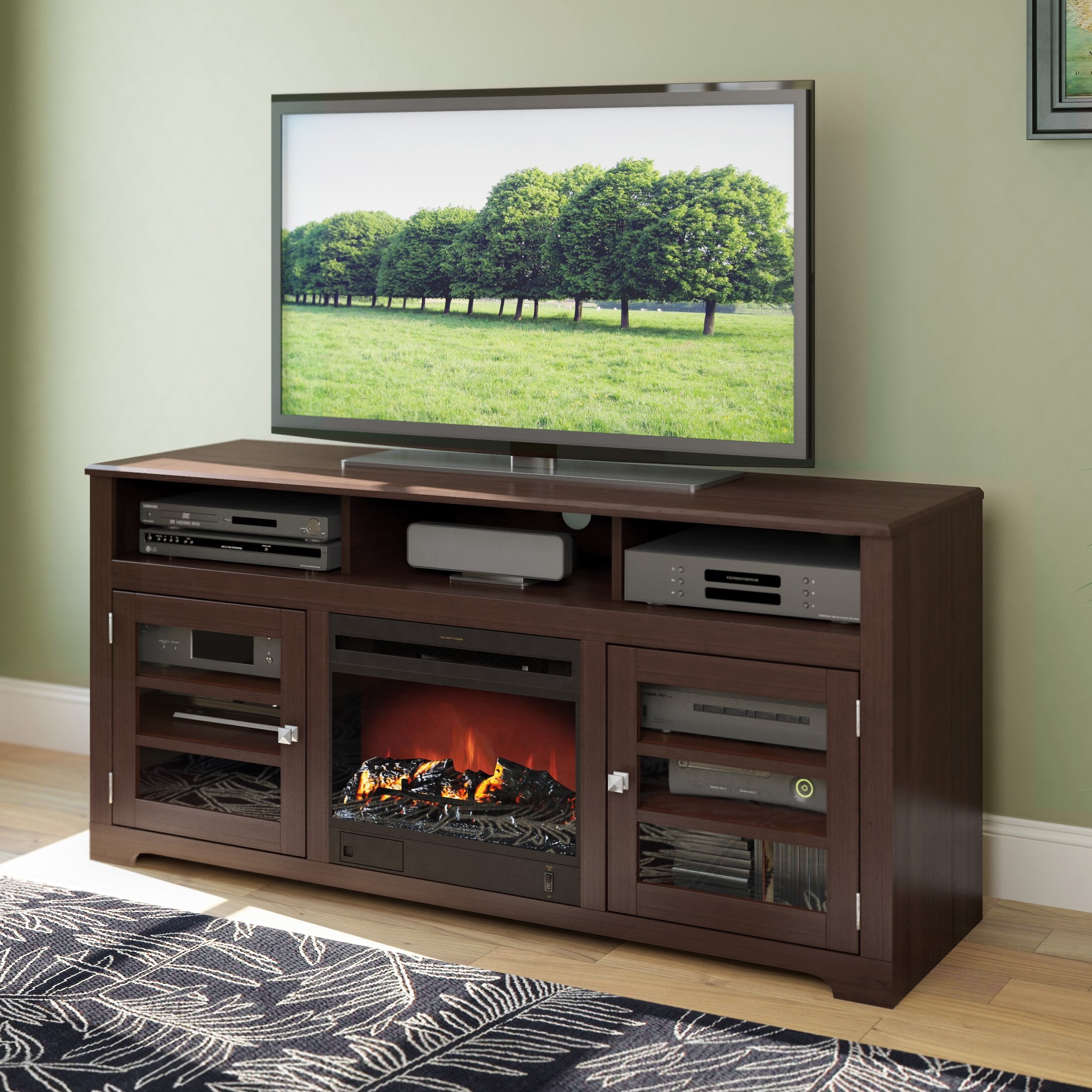 Robbin TV Stand for TVs up to 65 inches with Electric Fireplace Included