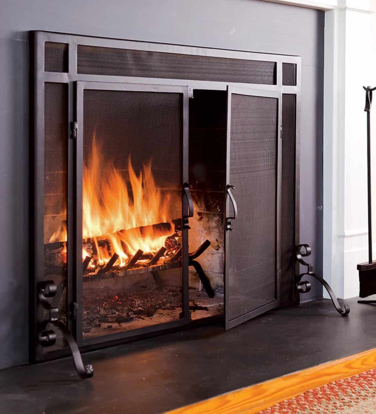 Single Panel Steel Fireplace Screen