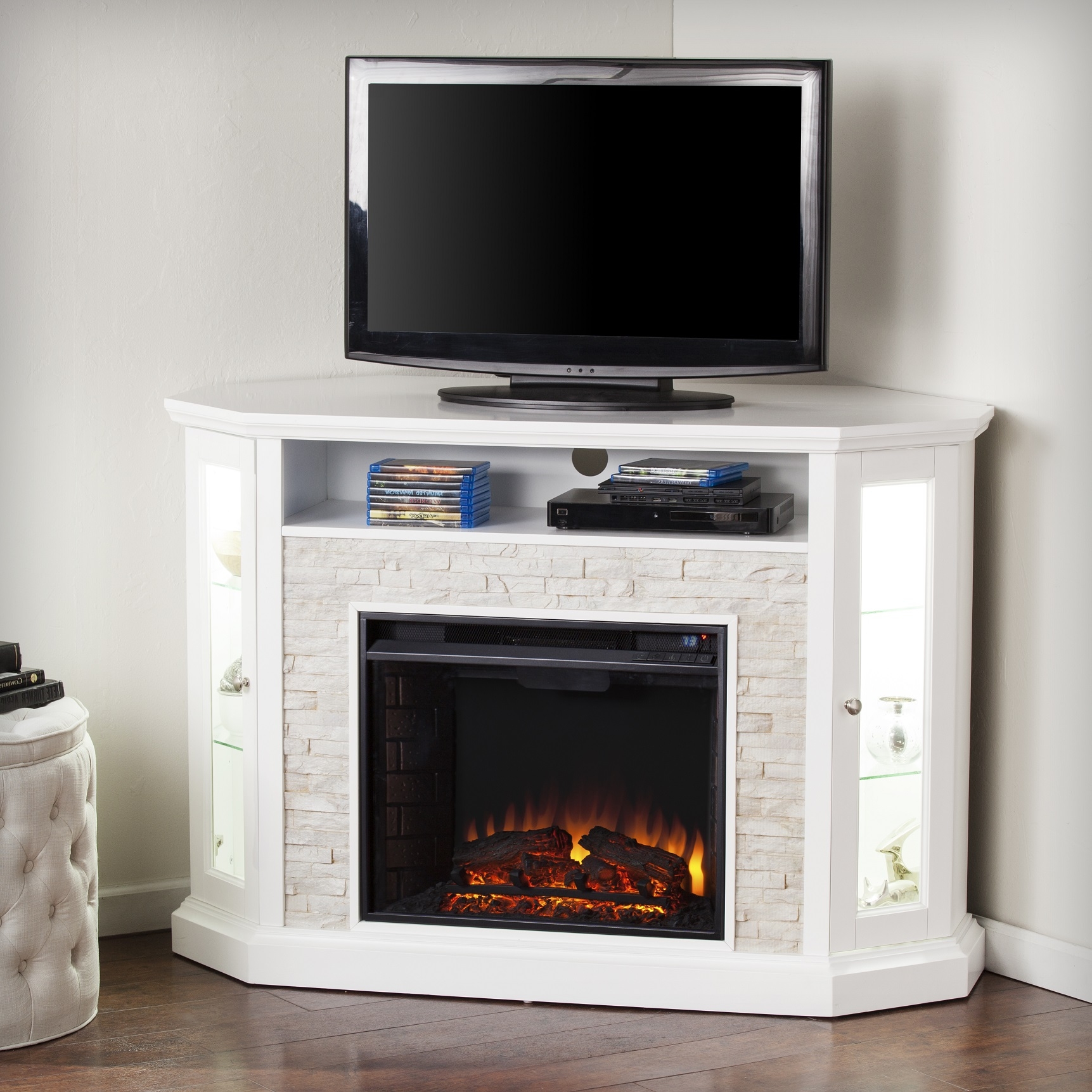 Southern enterprises redden corner electric fireplace tv 1