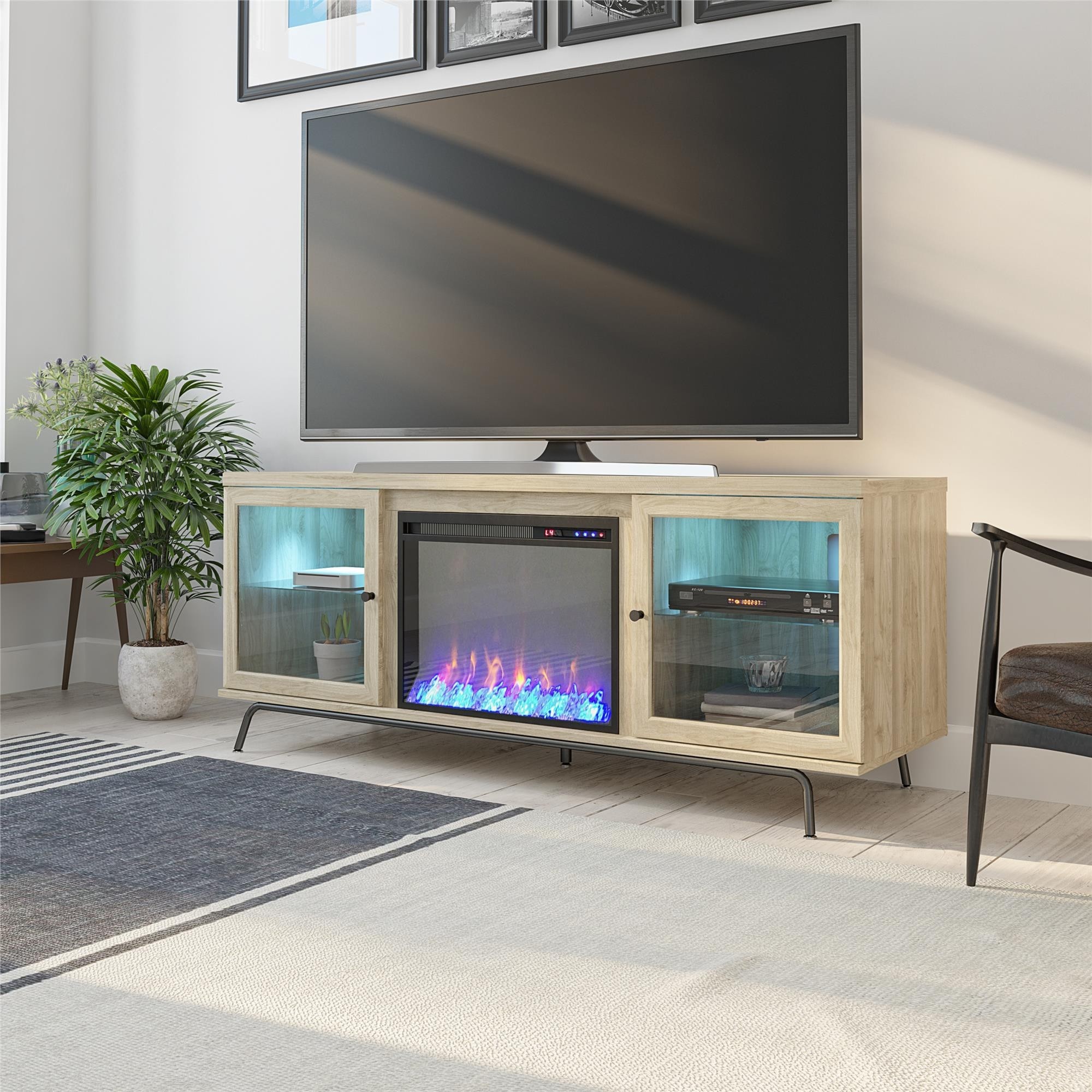 Thoma TV Stand for TVs up to 70" with Electric Fireplace Included