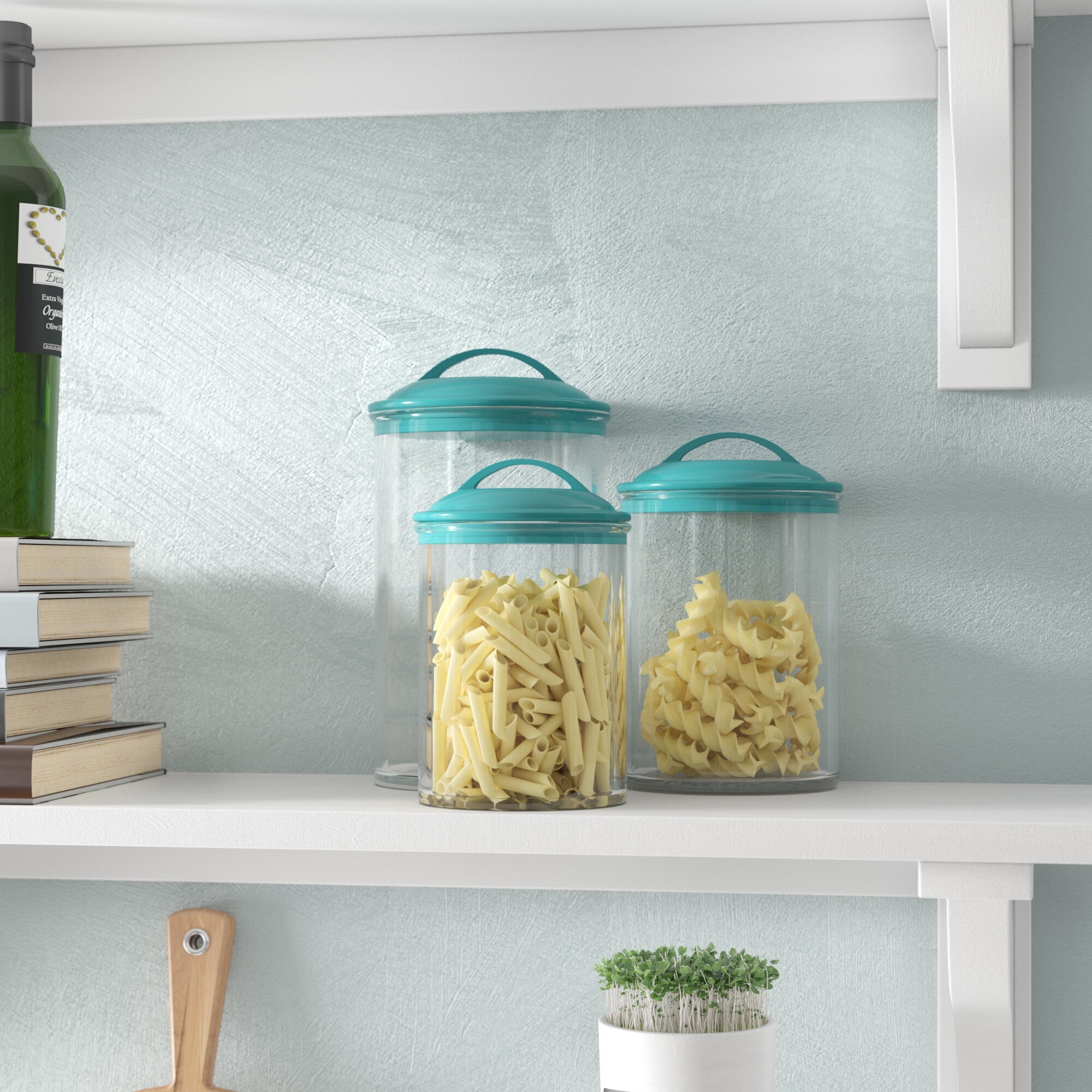 Turquoise Plastic Kitchen Canister Set 