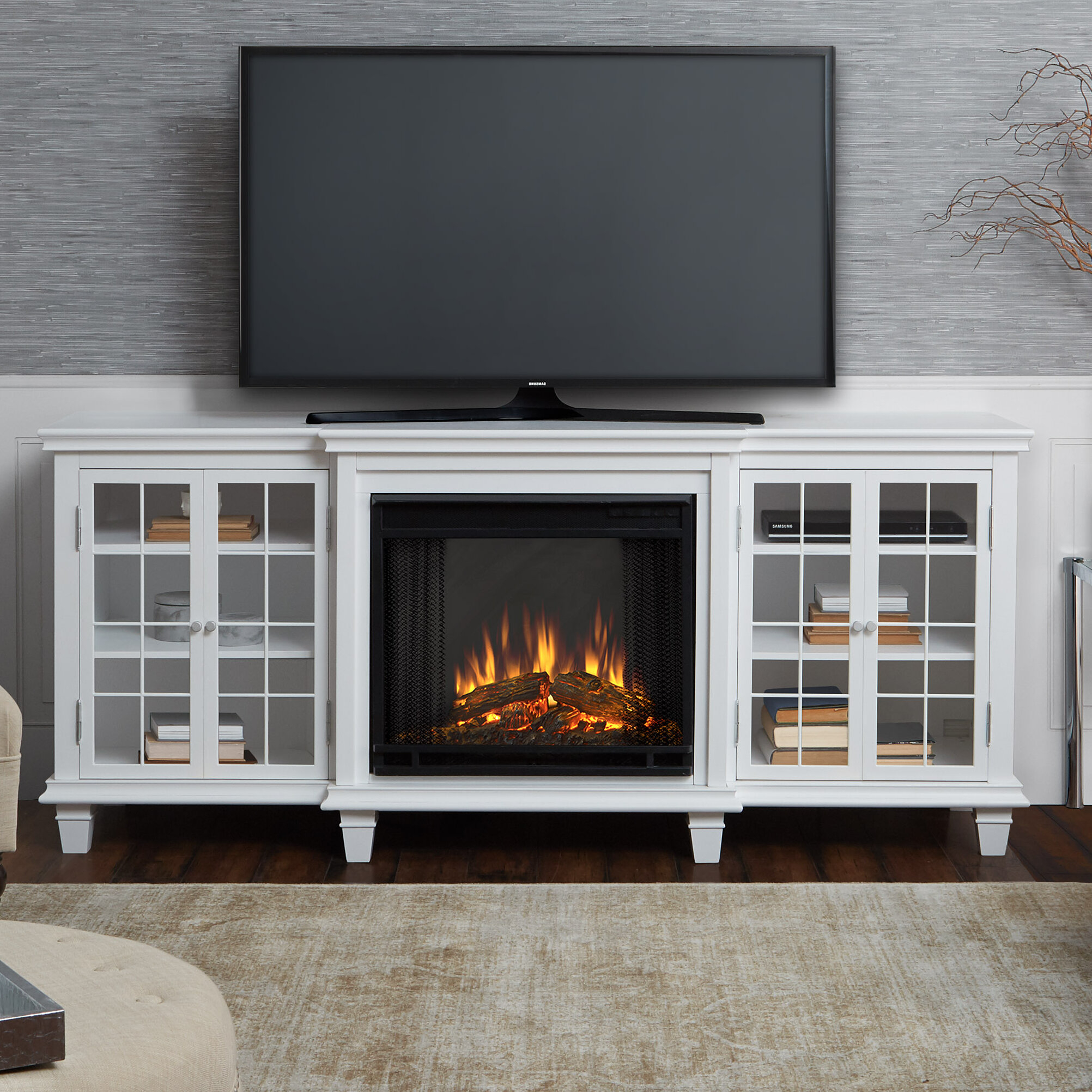 TV Stand for TVs up to 78" with Electric Fireplace Included