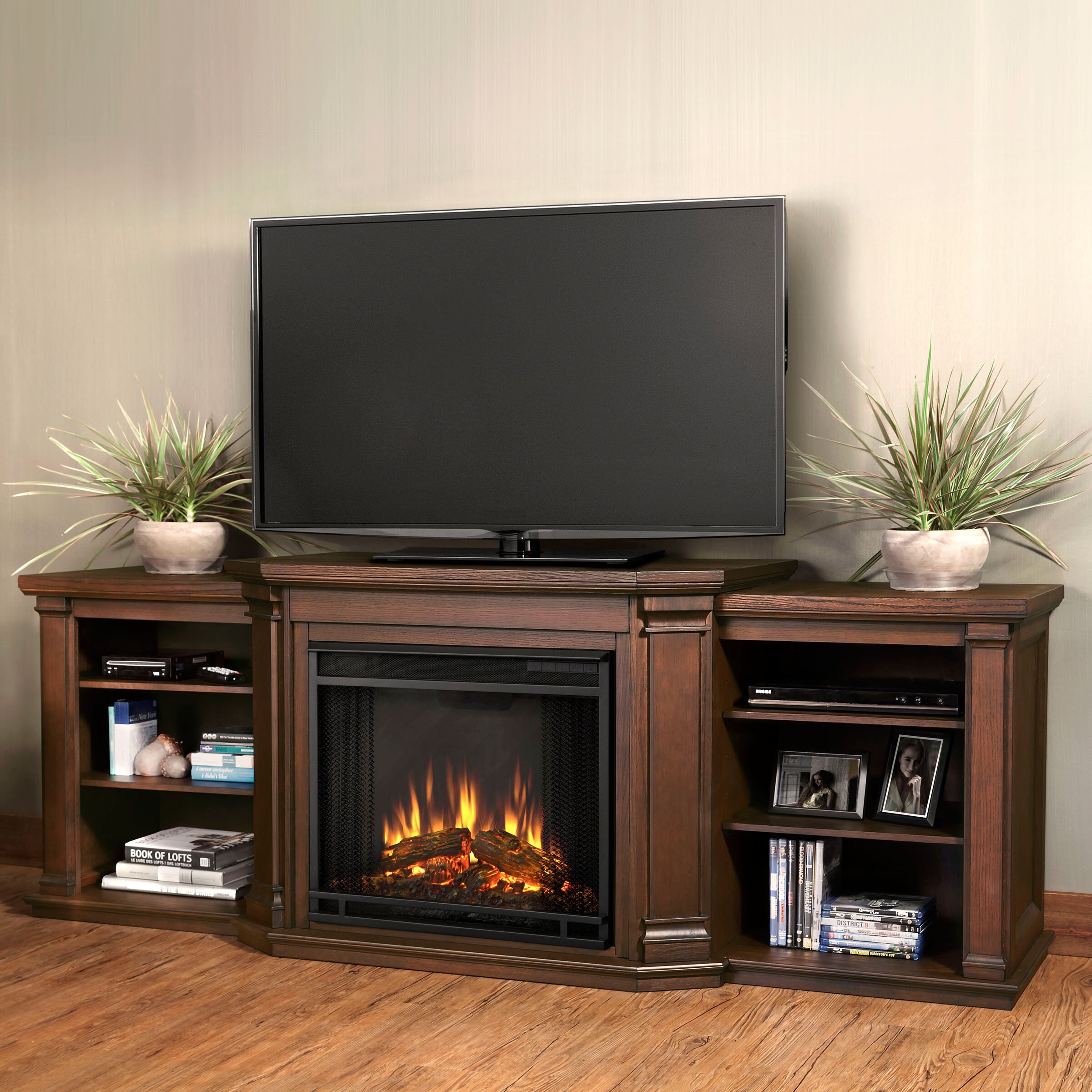 Valmont TV Stand for TVs up to 85 inches with Fireplace Included