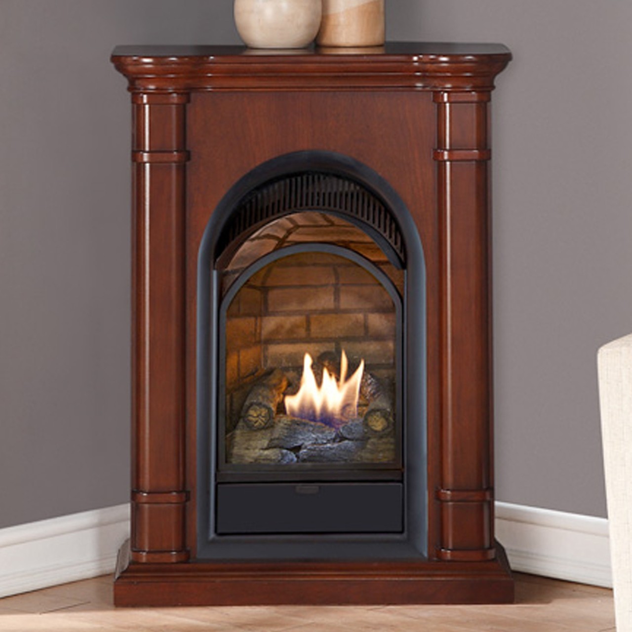 Vent-Free Freestanding Corner 37"H x 28"W Natural Gas/Propane Fireplace