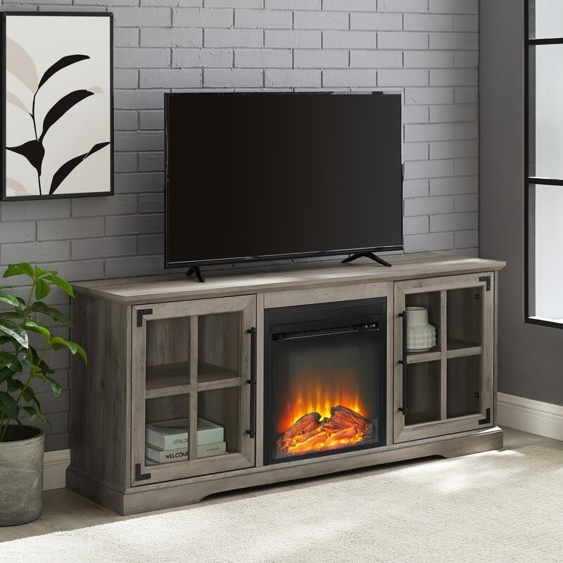 Vilray TV Stand for TVs up to 65" with Electric Fireplace Included