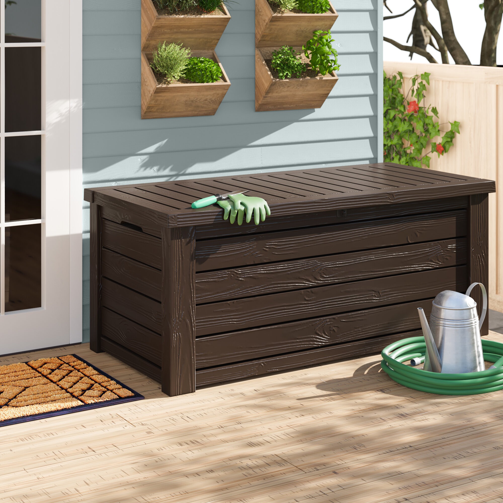 Details about   111 Gal Garden Plastic Storage Box Utility Chest Cushion Shed Patio Deck Cabinet 