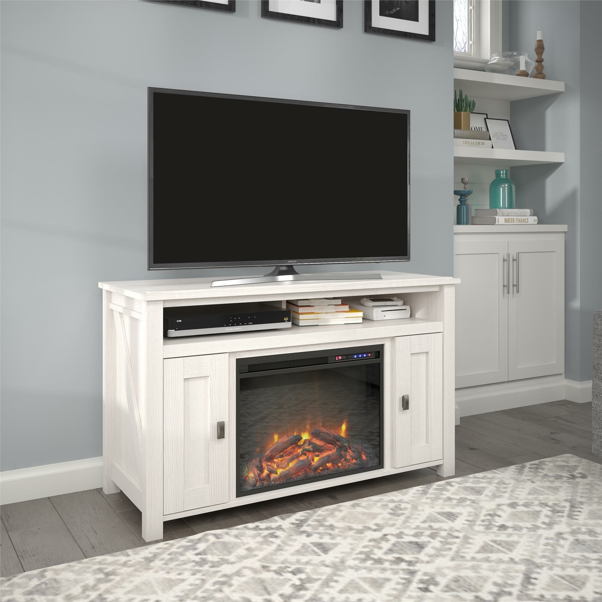 Whittier TV Stand for TVs up to 50" with Electric Fireplace Included