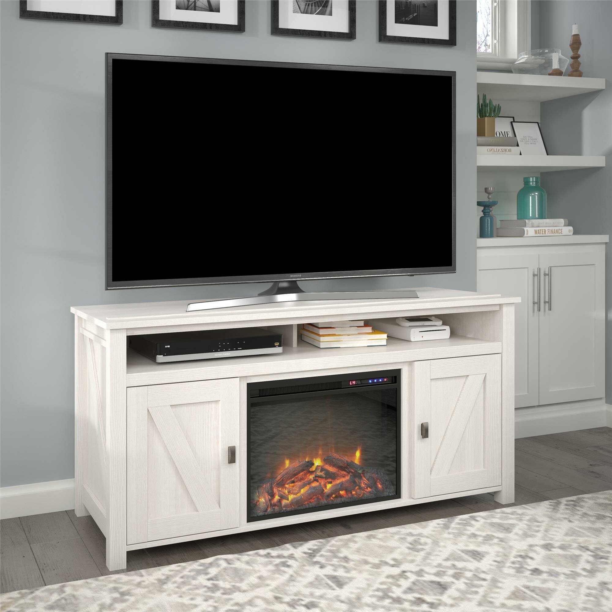 Whittier TV Stand for TVs up to 60" with Electric Fireplace Included