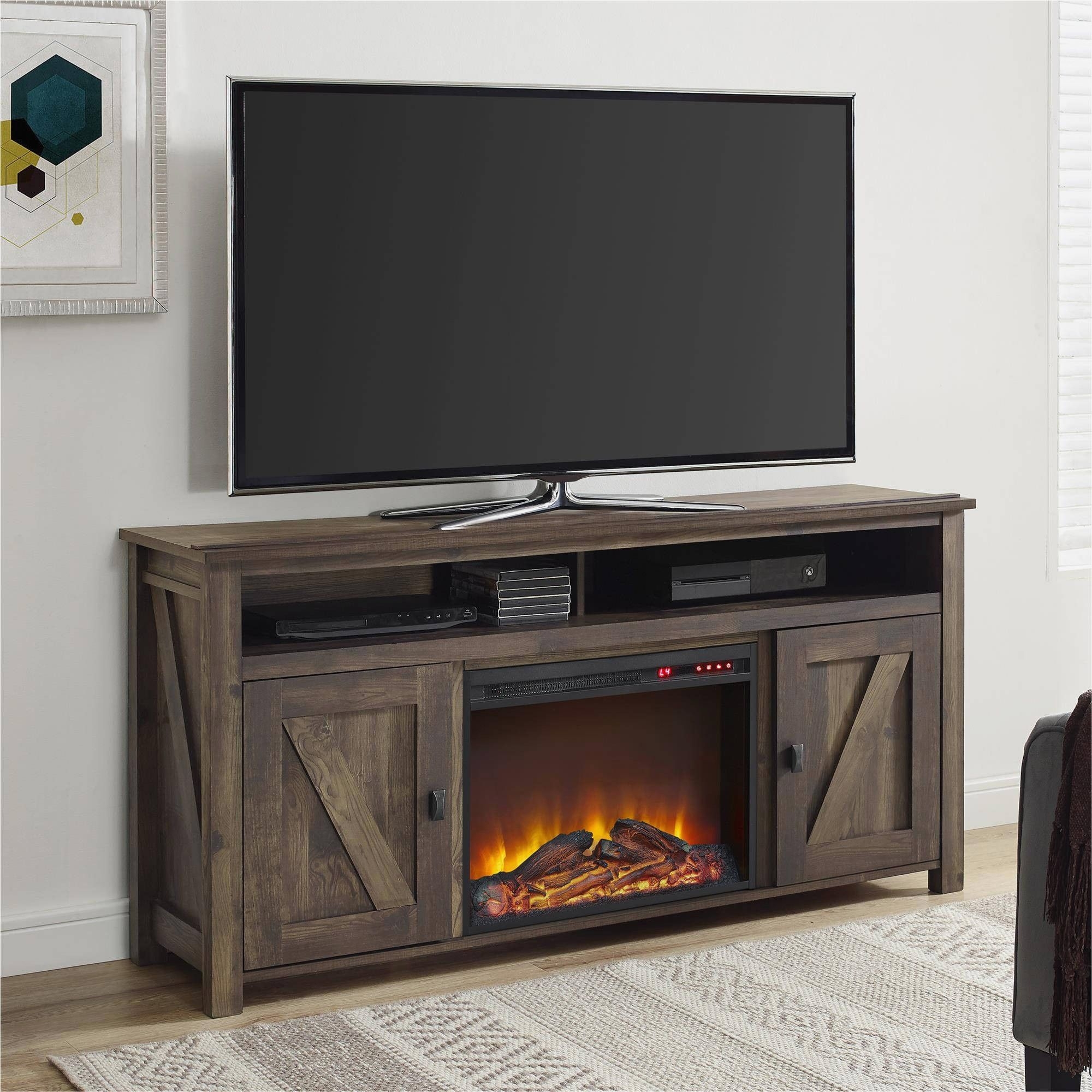 Whittier TV Stand for TVs up to 78" with Electric Fireplace Included