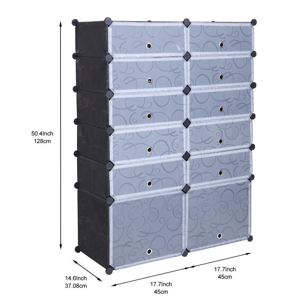 12-Cube DIY Modular Organizer 36 Pair Shoe Storage Cabinet