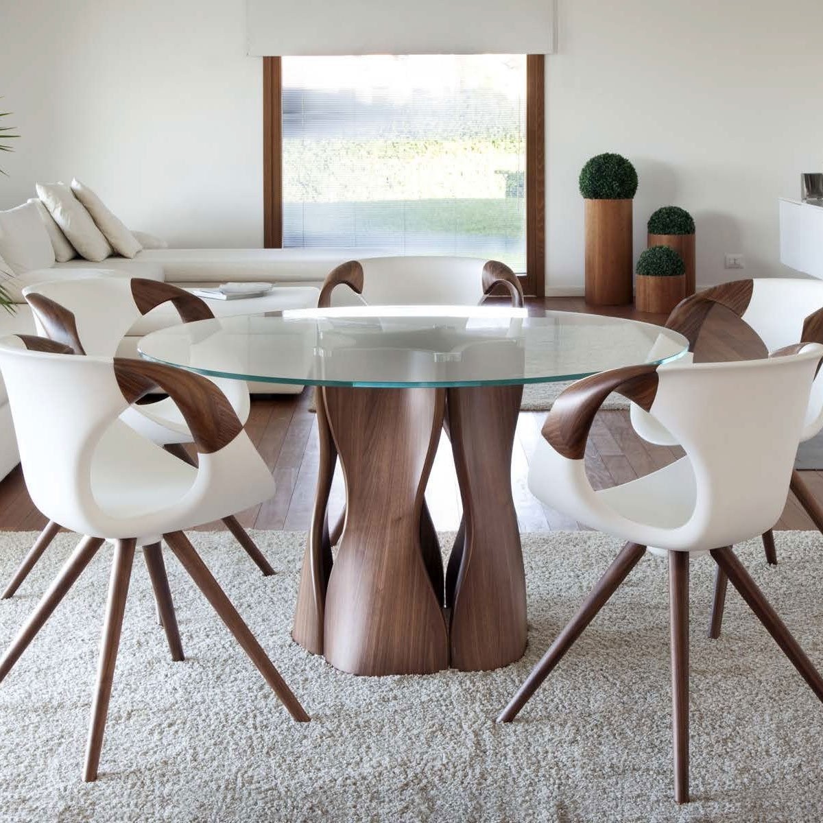 Glass Top Dining Tables With Wood Base - Ideas on Foter