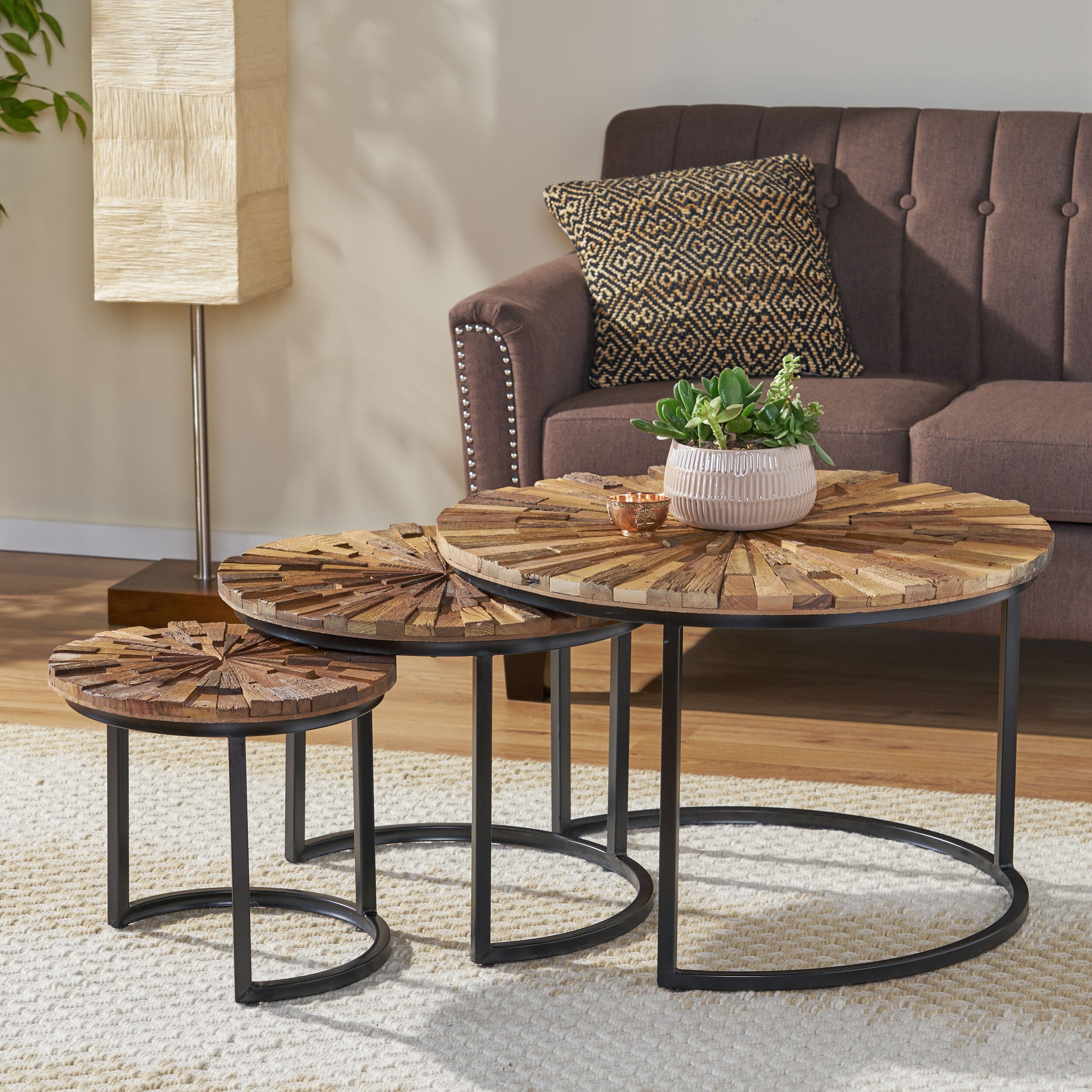 Black Natural Manufactured Wood Nesting Tables