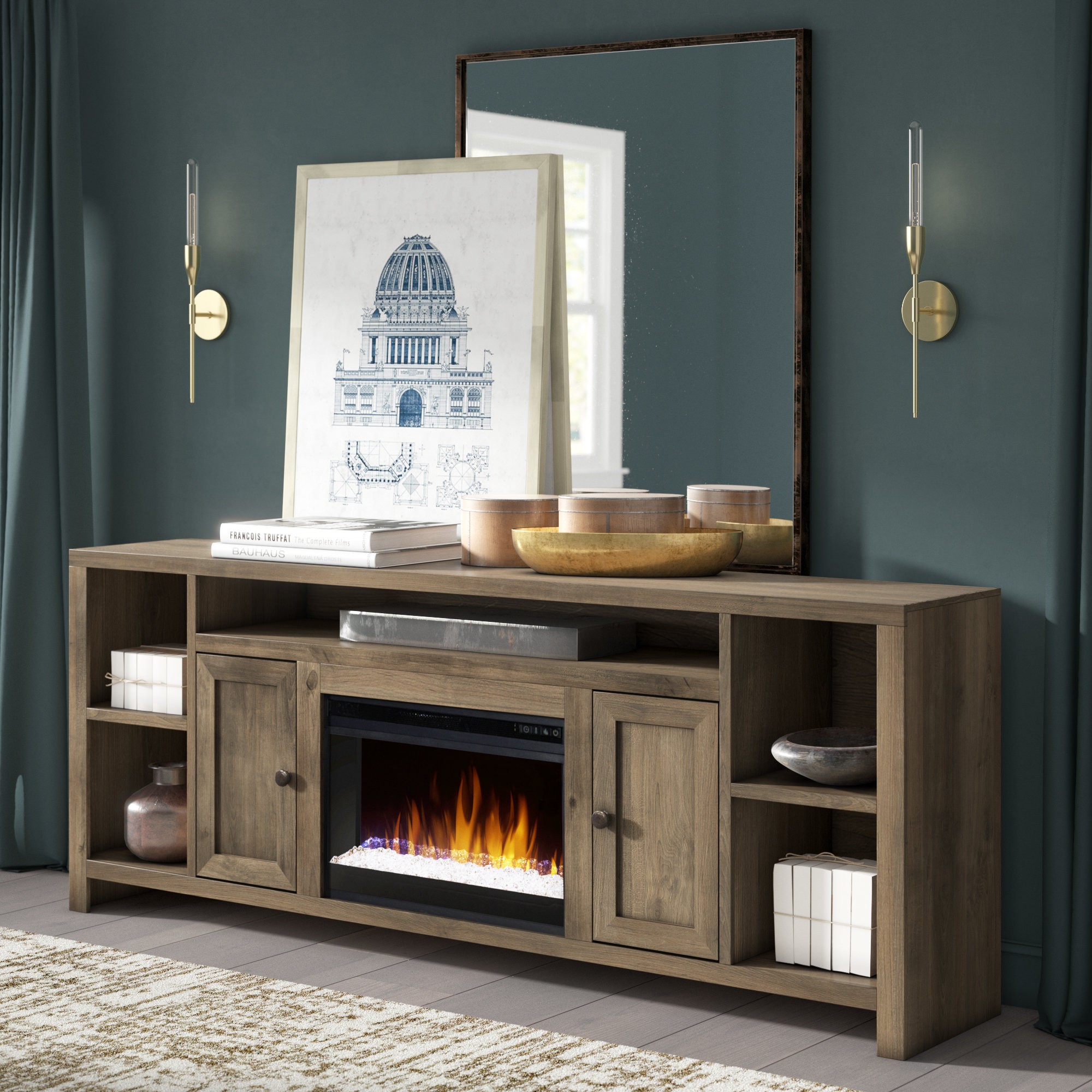 tv stands with fireplace