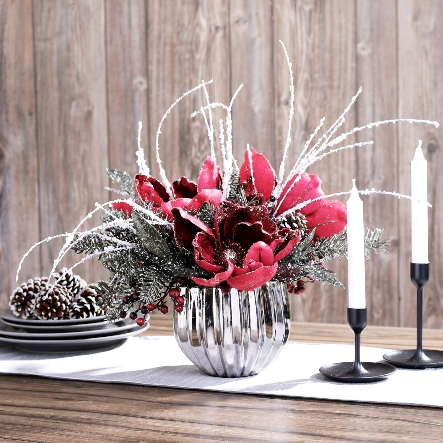 Modern christmas flower clearance table arrangements