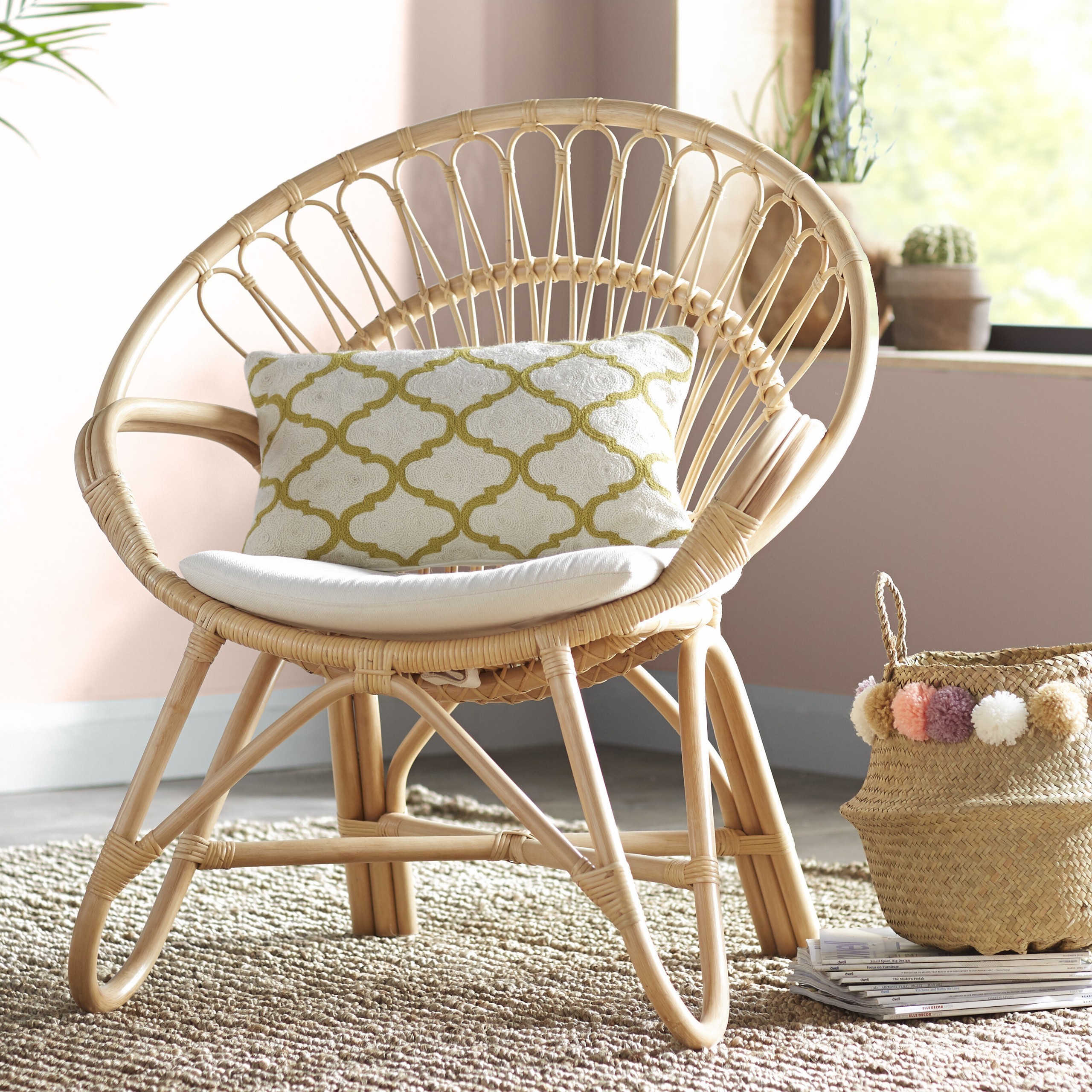 Wicker discount bowl chair