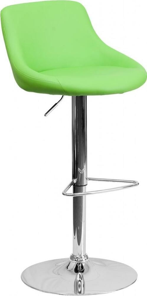 Contemporary green vinyl bucket seat adjustable height bar