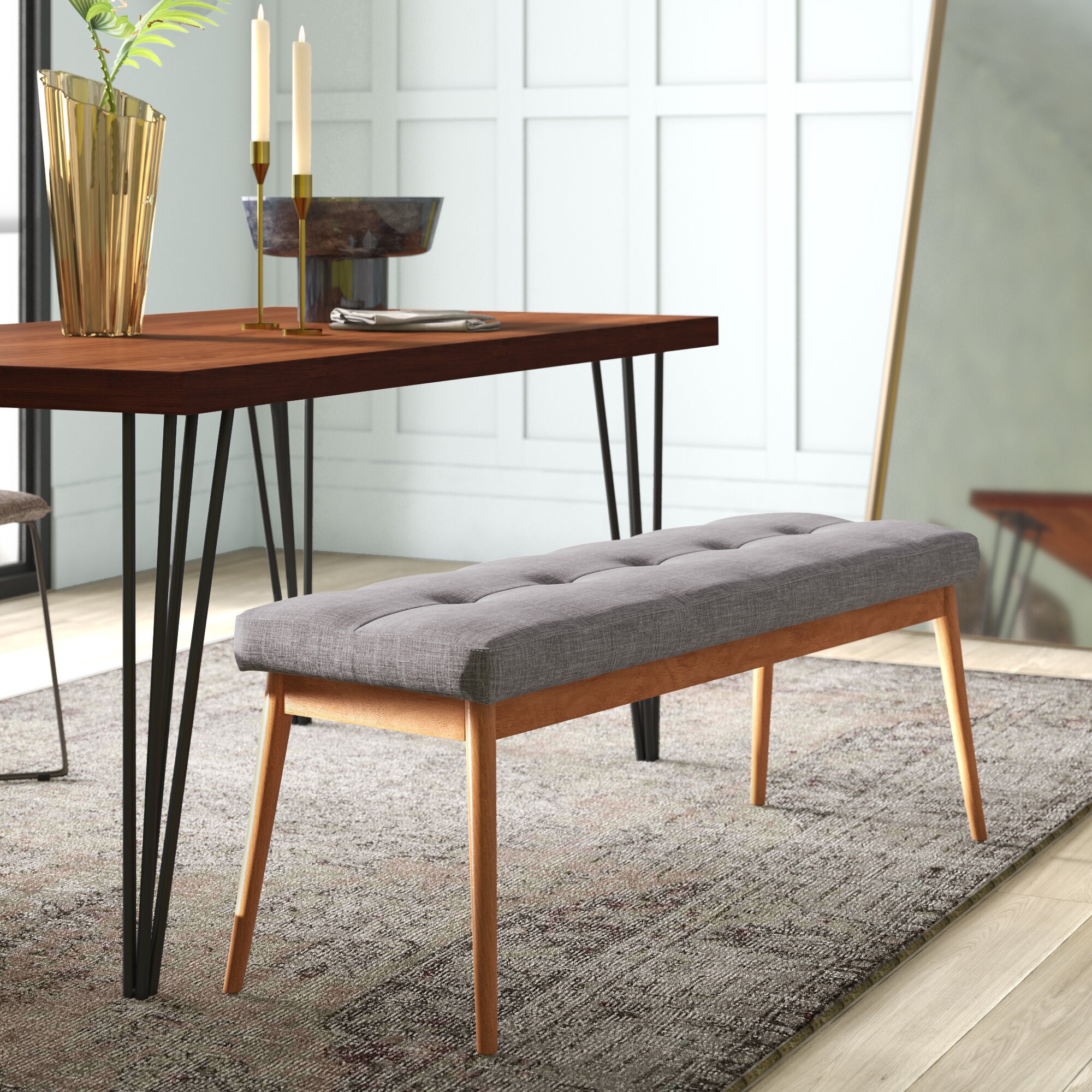 Contemporary upholster dining bench