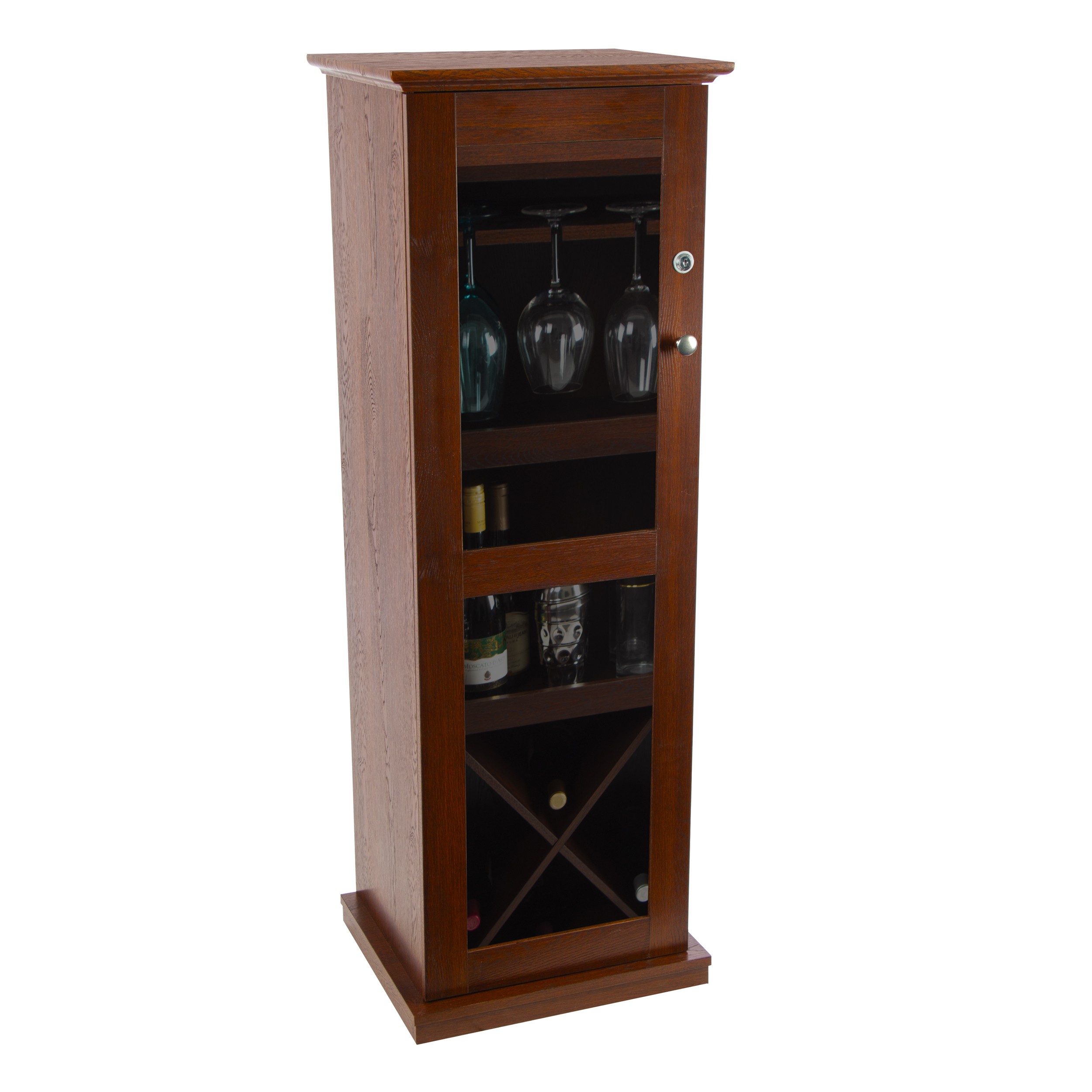 Damarus Wooden Locking Bar Cabinet with Glass Door