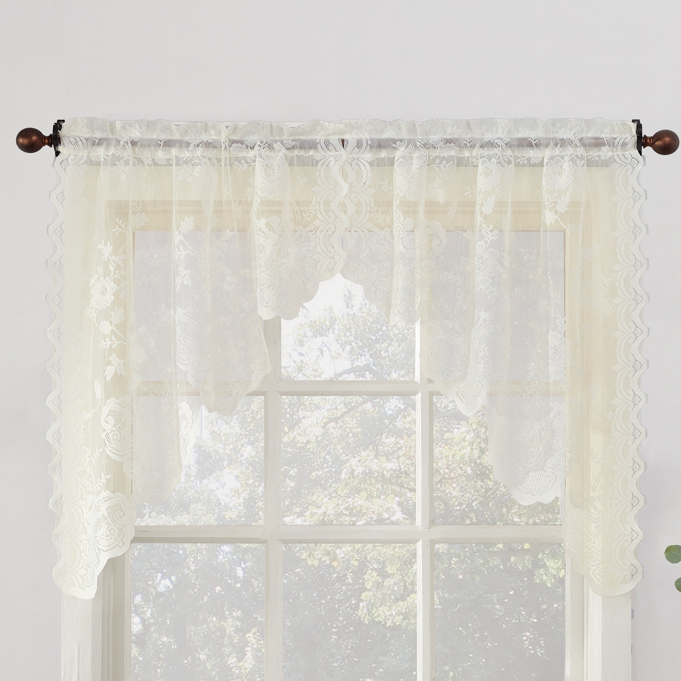Impressive voile valance Home Kitchen Shades Curtain Voile Tie Up Valance Curtains Floral Window Treatments Scalloped Balloon Tulle Fabric Drapes For Bedroom Bathroom Living Room Windows Shade Blinds