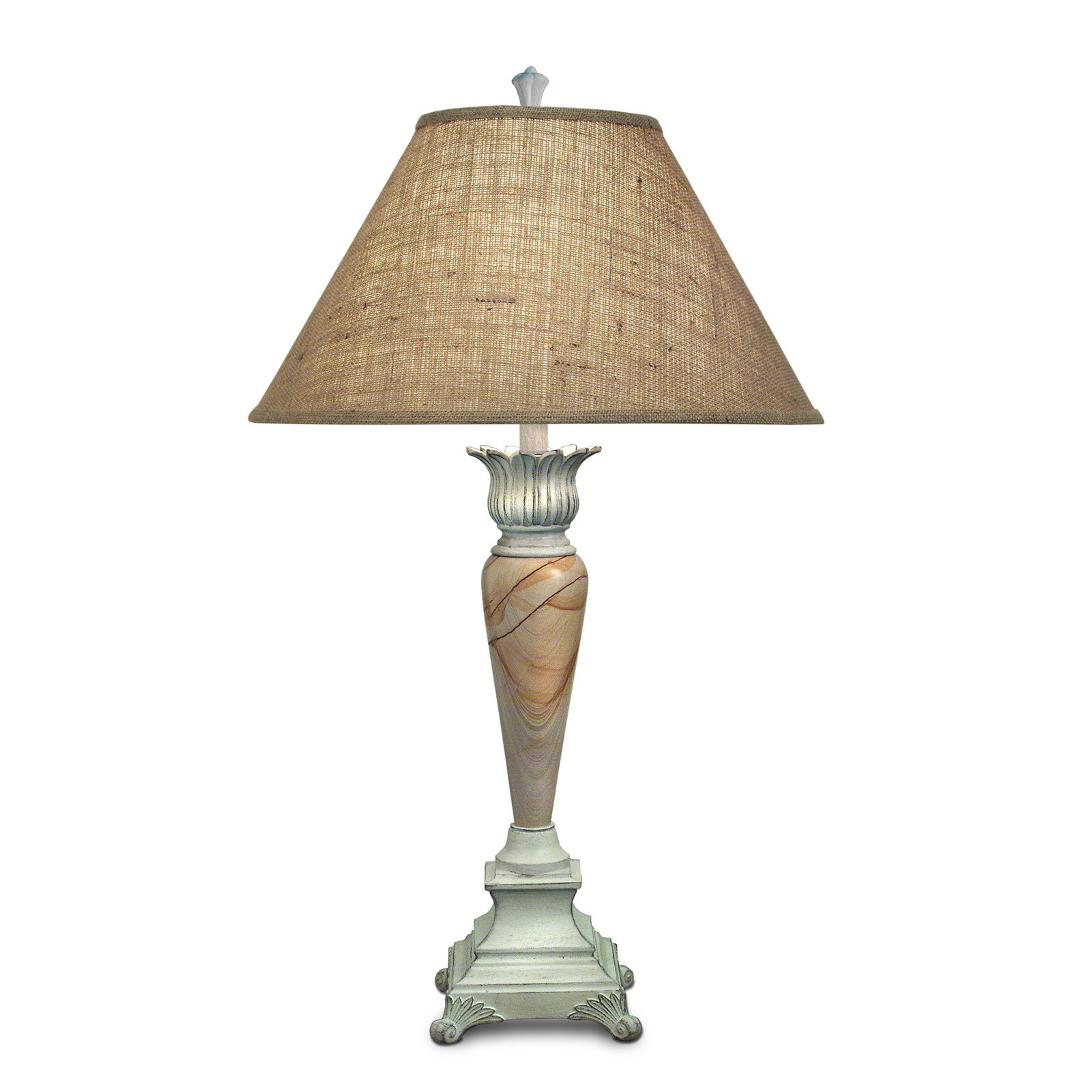 Distressed White Table Lamp