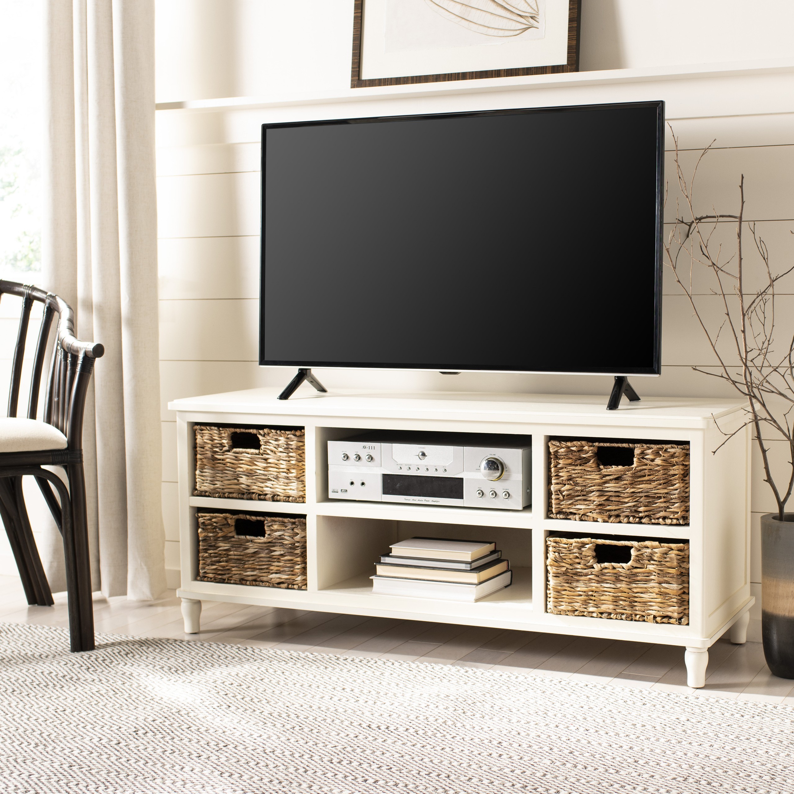 9 Styles Of TV Stands To Match Your Room S D Cor Foter   Distressed White Tv Stand 