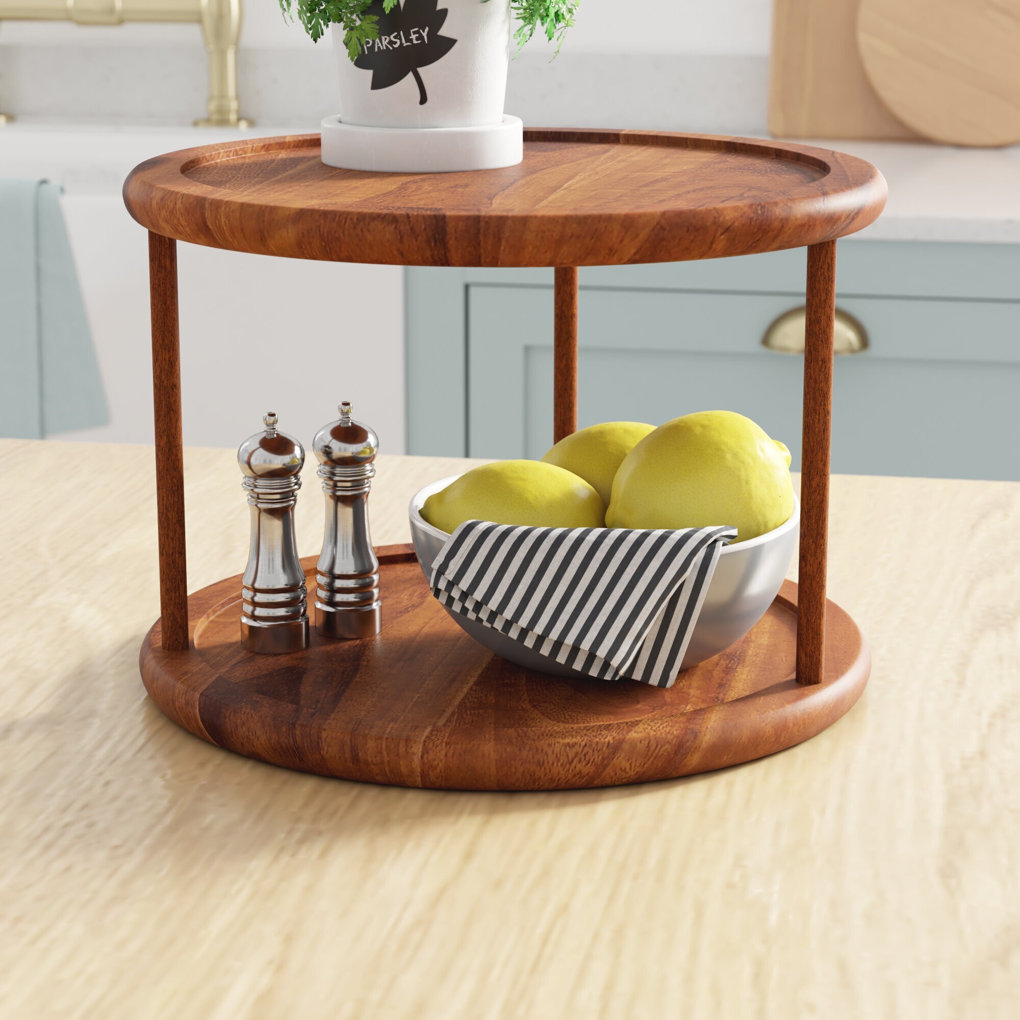 How To Choose A Lazy Susan Foter   Double Wooden Lazy Susan 