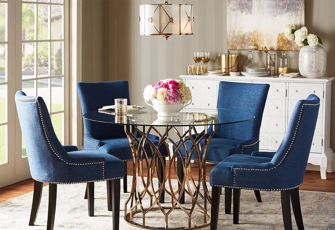 navy gold dining room