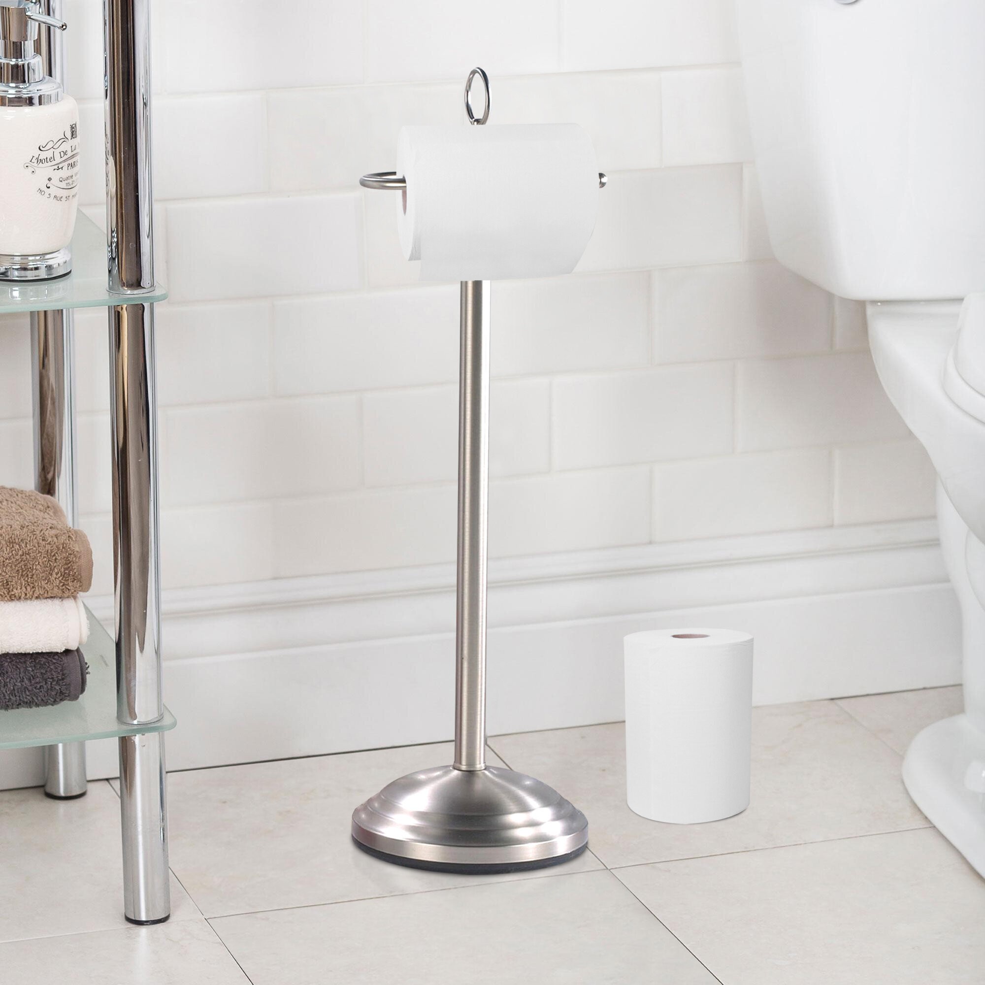 Elegant Silver Freestanding Toilet Paper Holder 